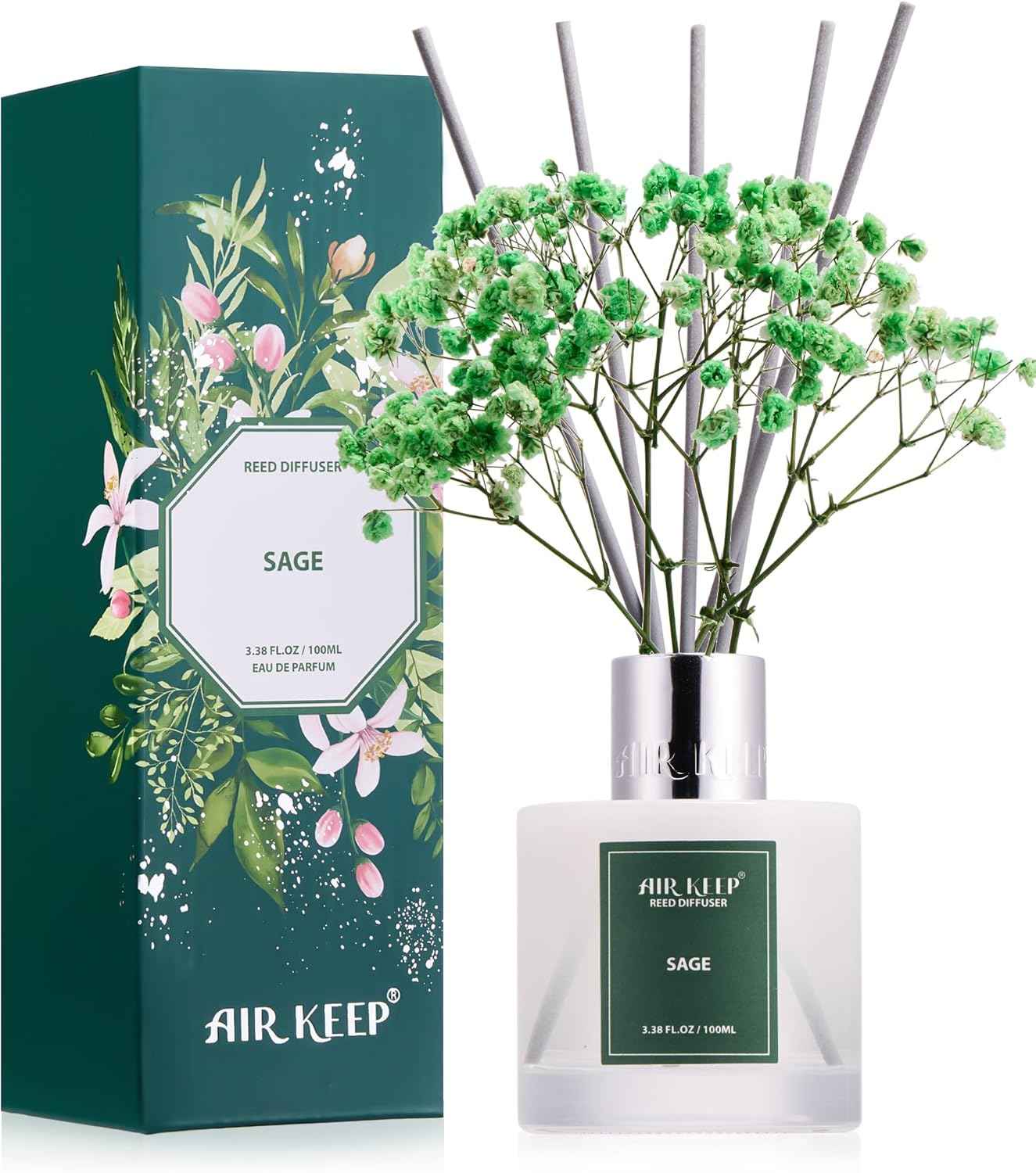 Airkeep Reed Diffuser Set,3.38 fl oz (100 ml) - Clean Linen Oil Diffusers with 8 Reed Sticks,Home Fragrance Reed Diffuser for Bathroom Shelf Decor