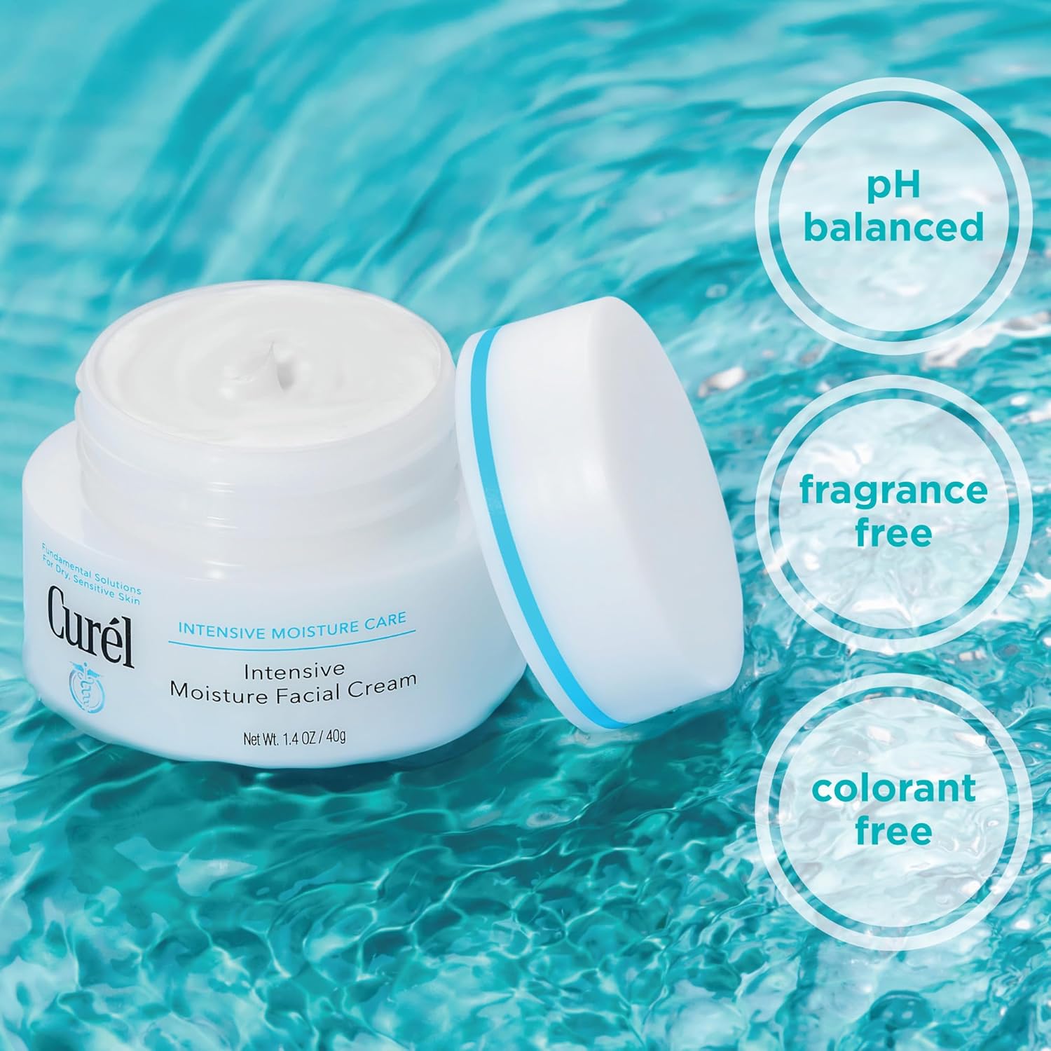 Curel Japanese Skin Care Intensive Face Moisturizer Cream, fragrance-free, anti-aging, 1.4 Oz, hydrating face lotion for dry to very dry sensitive skin