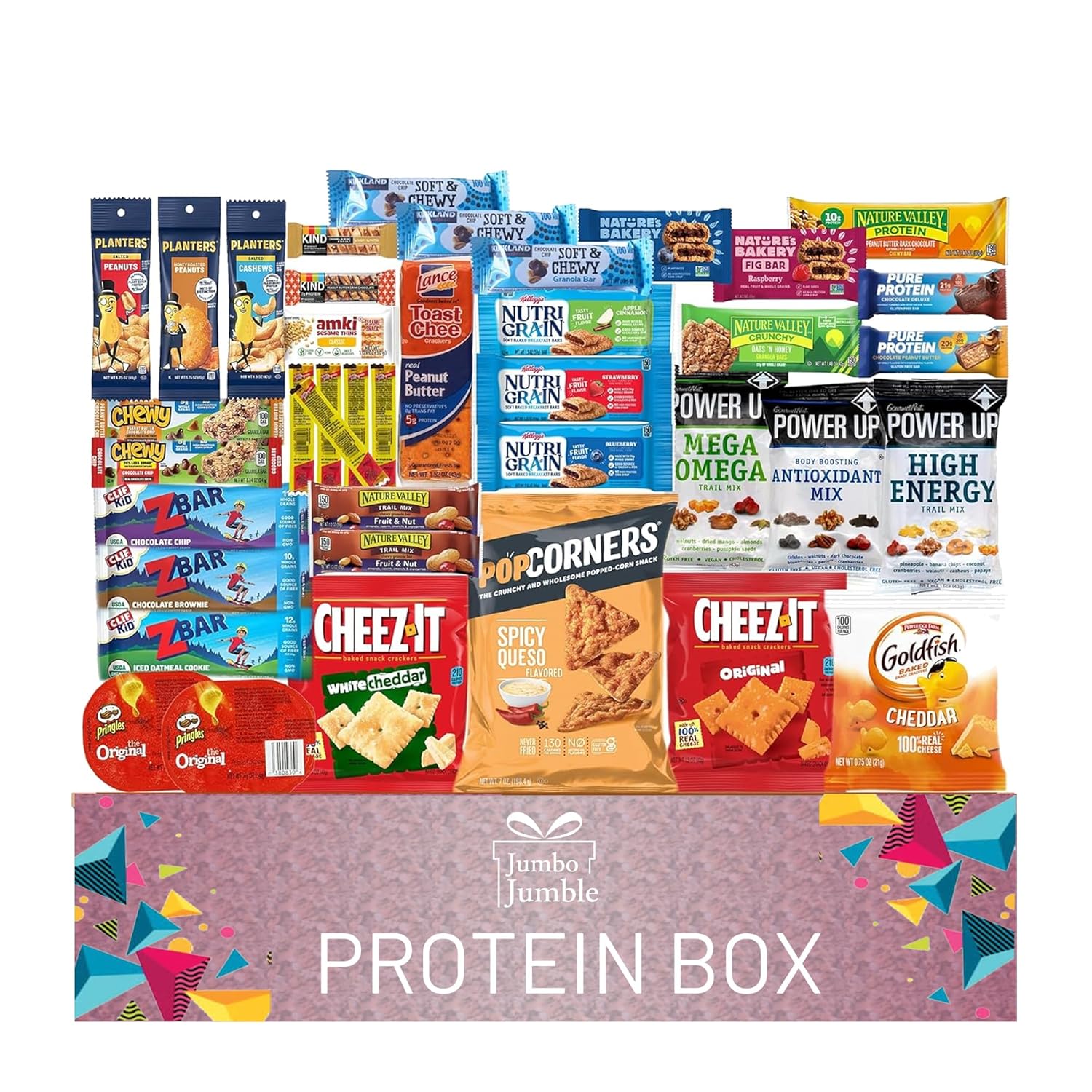 Jumbo Jumble 40-count protein snack gift box variety pack for adults, teens, kids, college, office, birthday