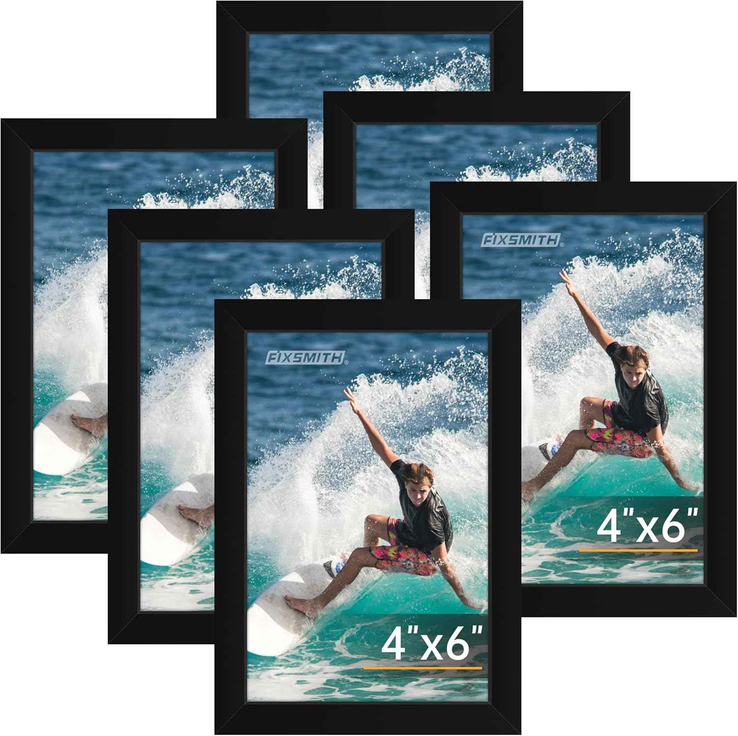 FIXSMITH 8x10 Picture Frame Set of 2, Photo Frame with HD Plexiglass, Display Pictures 5x7 with Mat or 8x10 Without Mat Multi Picture Frames Collage for Tabletop or Wall Display, Black