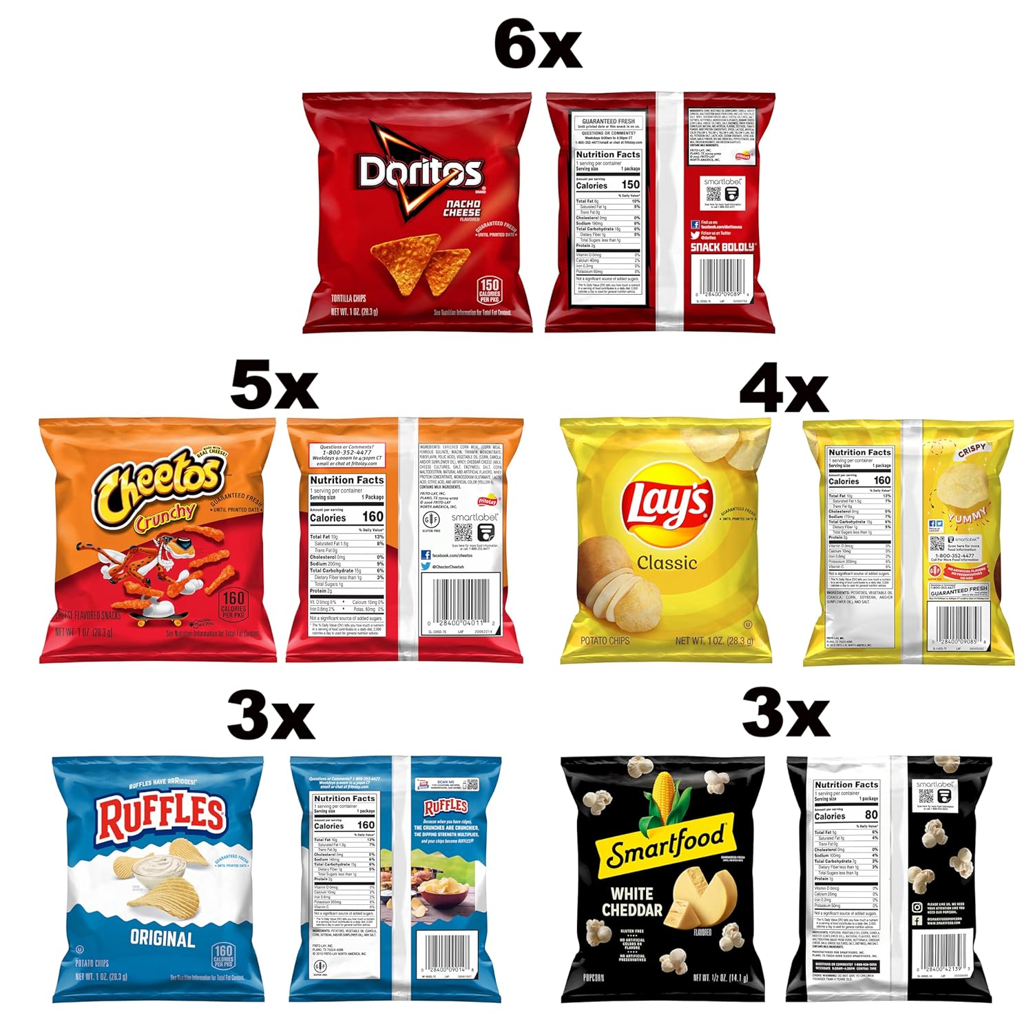 frito-lay classic mix single serve snack bags variety pack 21 count
