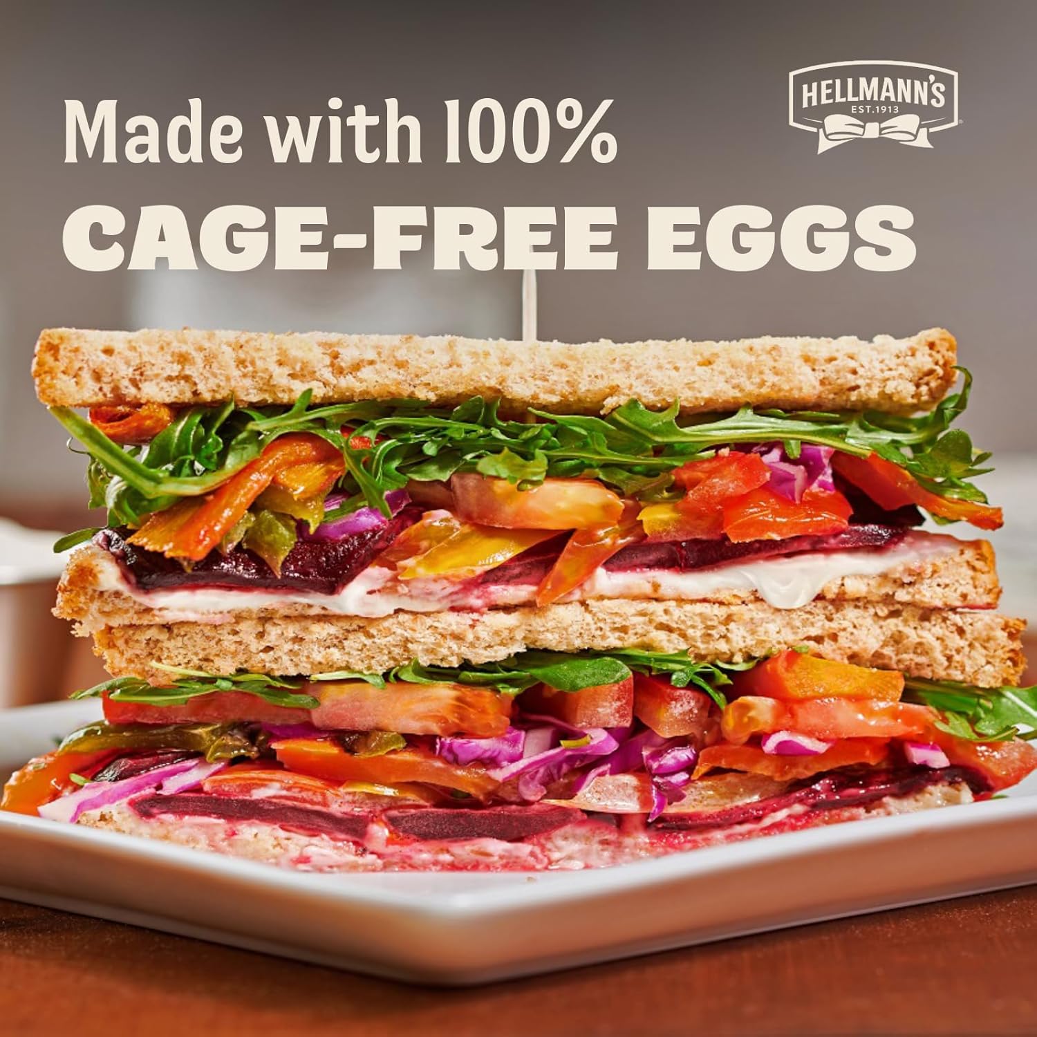 Hellmann's 1 Gallon, 128 oz, 100% Cage Free Eggs Mayonnaise Jar, Gluten Free, Vegetarian, Kosher