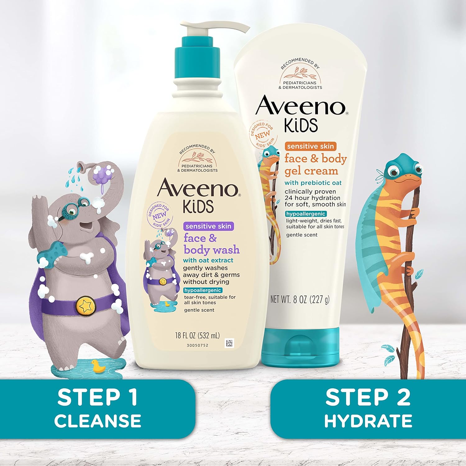 aveeno kids face & body wash for sensitive skin, oat extract, 18 fl oz