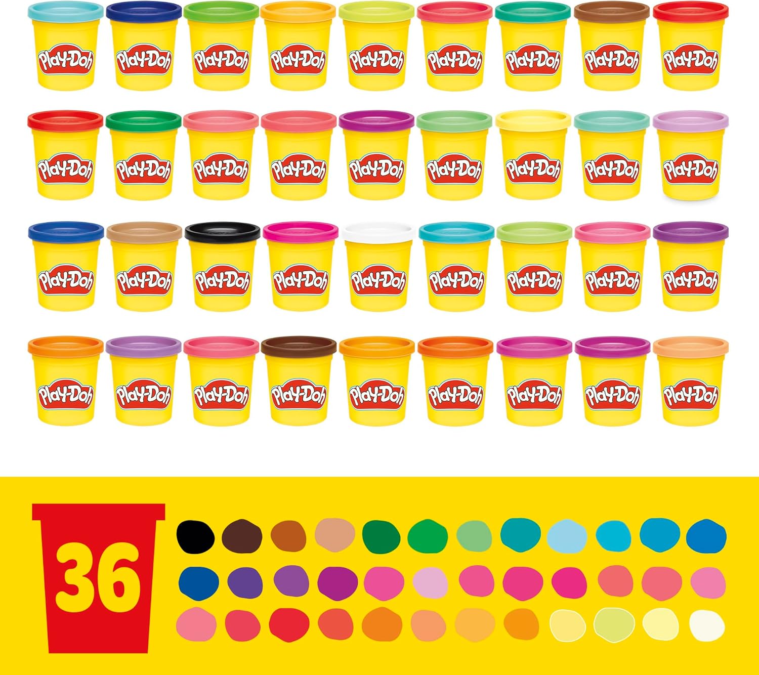 Play-Doh Modeling Compound 36-Pack Case of Colors, Non-Toxic, 3 Oz Cans of Assort. Colors, Back to School Classroom Supplies, Preschool Toys, Ages 2+ (Amazon Exclusive)