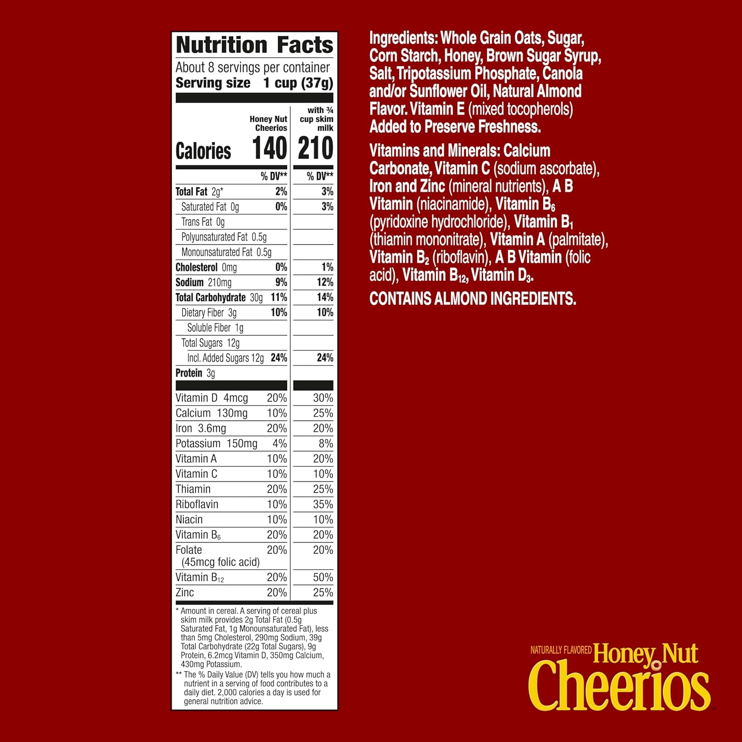 Honey Nut Cheerios, 10.8 oz, Heart Healthy, Gluten Free, Whole Grain Oats Breakfast Cereal