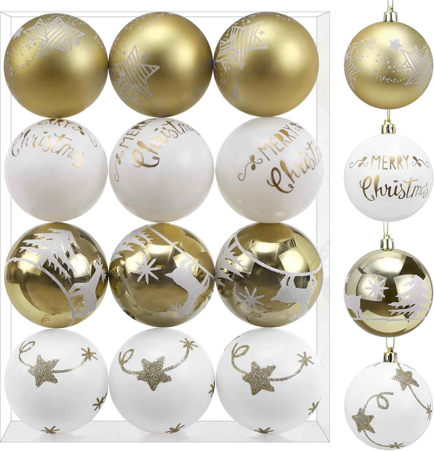 SHareconn 30ct 2.36 Inch Christmas Tree Balls Ornaments, Colored Shatterproof Plastic Decorative Baubles Decorations for Xmas Tree Decor Holiday Party Wedding Decoration (Red & Gold, 60mm)
