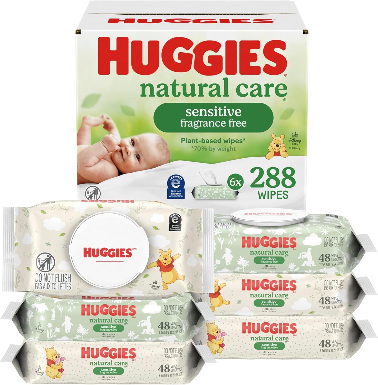 Huggies unscented baby wipes, 99% purified water, 56-count, 1 flip-top pack, hypoallergenic, fragrance free