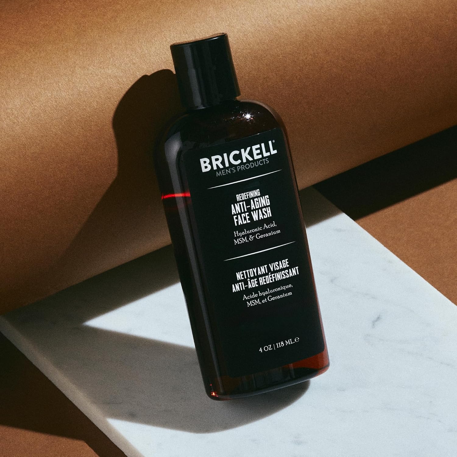 Brickell Men's Redefining Anti-Aging Face Wash, Natural and Organic, Foaming Gel, Firms and Plumps Skin, 4 oz, Scented