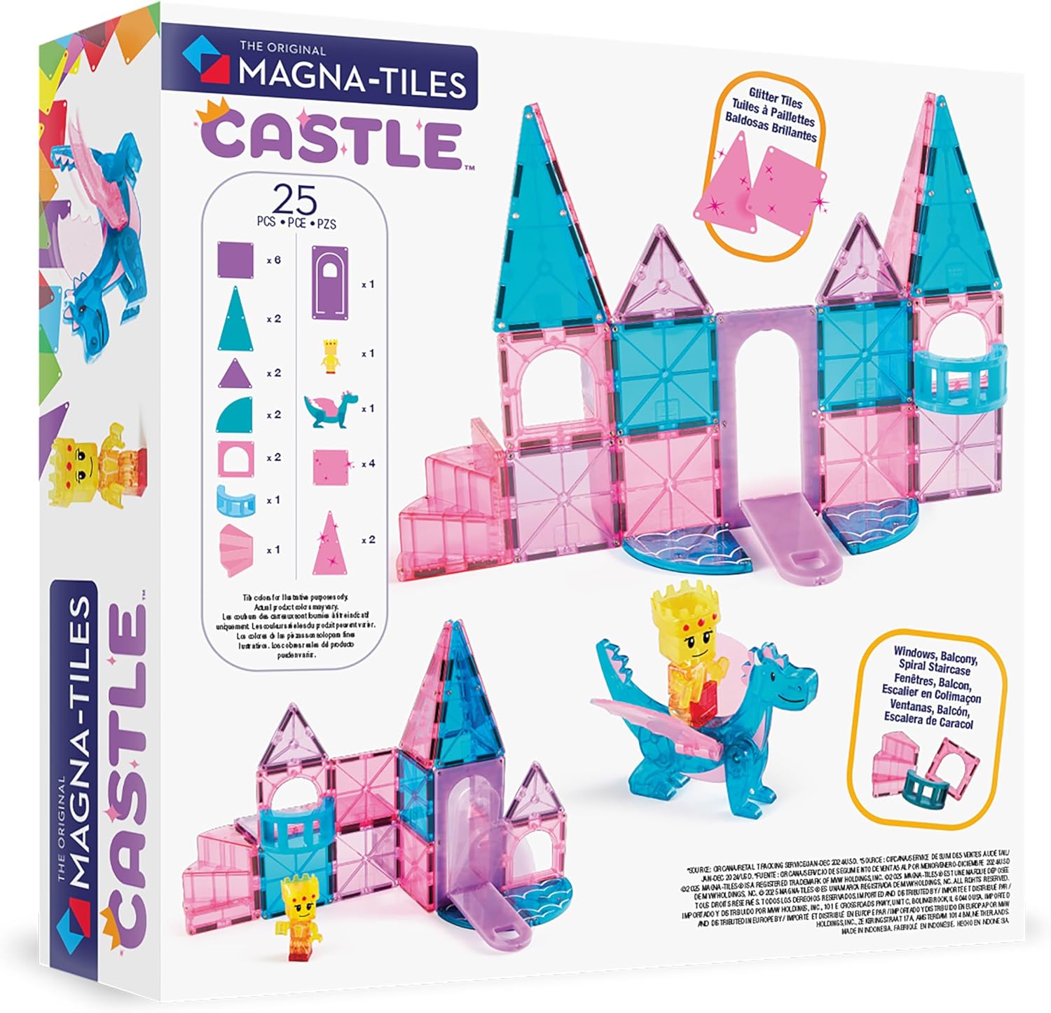 MAGNA-TILES Castle 25-Piece Magnetic Construction Set, The Original Magnetic Building Brand