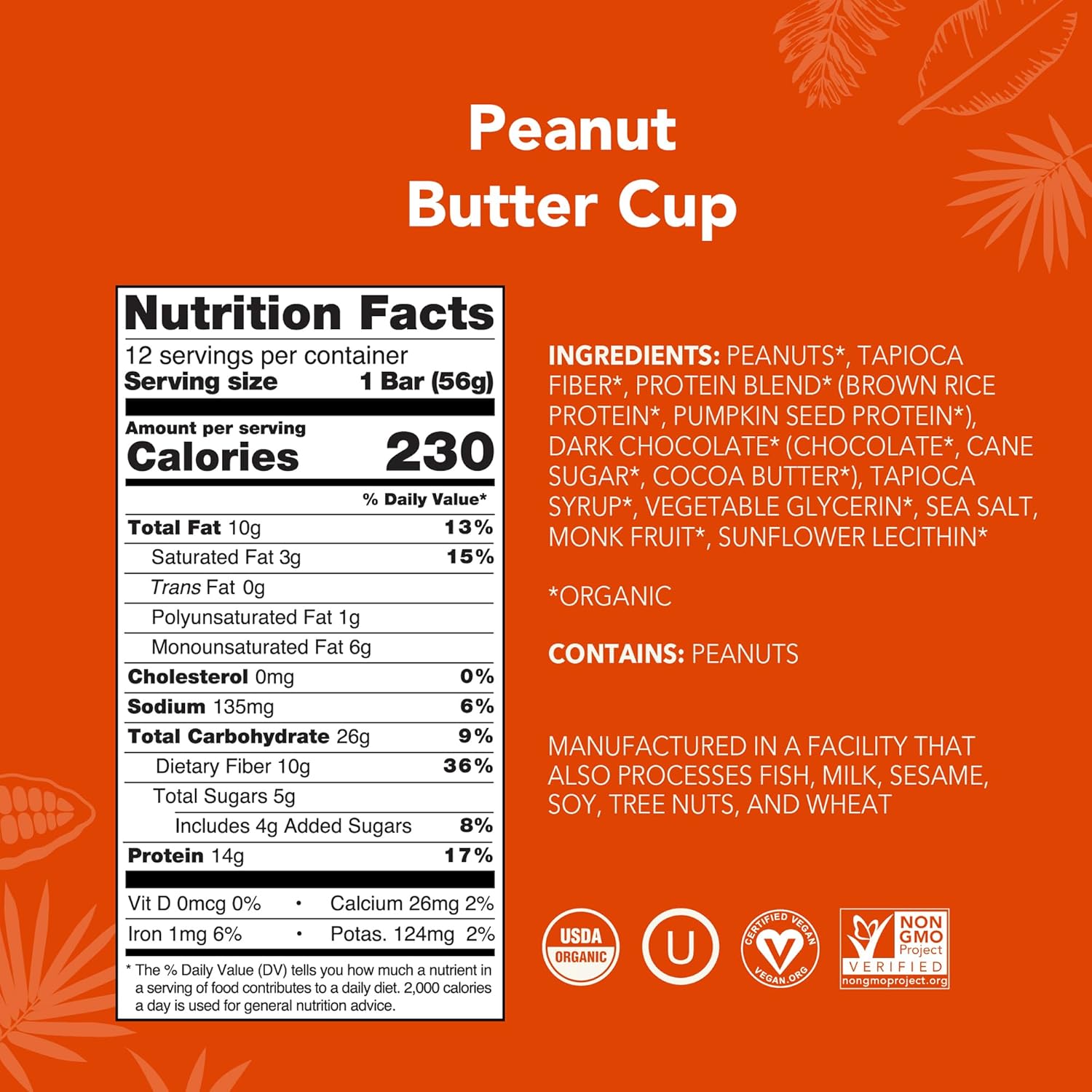 Aloha organic peanut butter cup protein bars 12-pack vegan low sugar gluten-free non-gmo