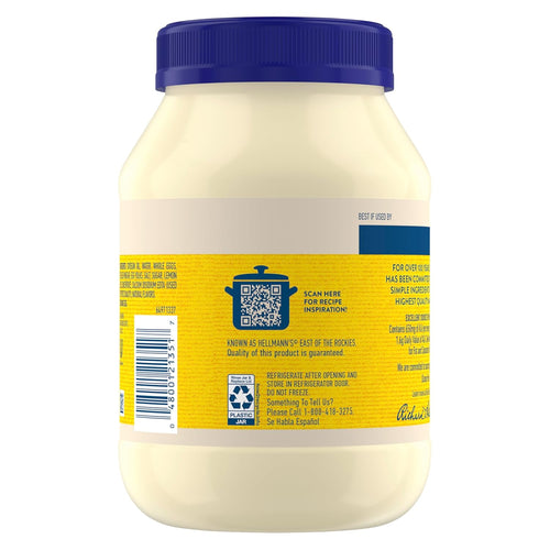 Best Foods 30 oz Cage-Free Egg Mayonnaise Jar for Sandwich Spread or Condiment, Gluten-Free
