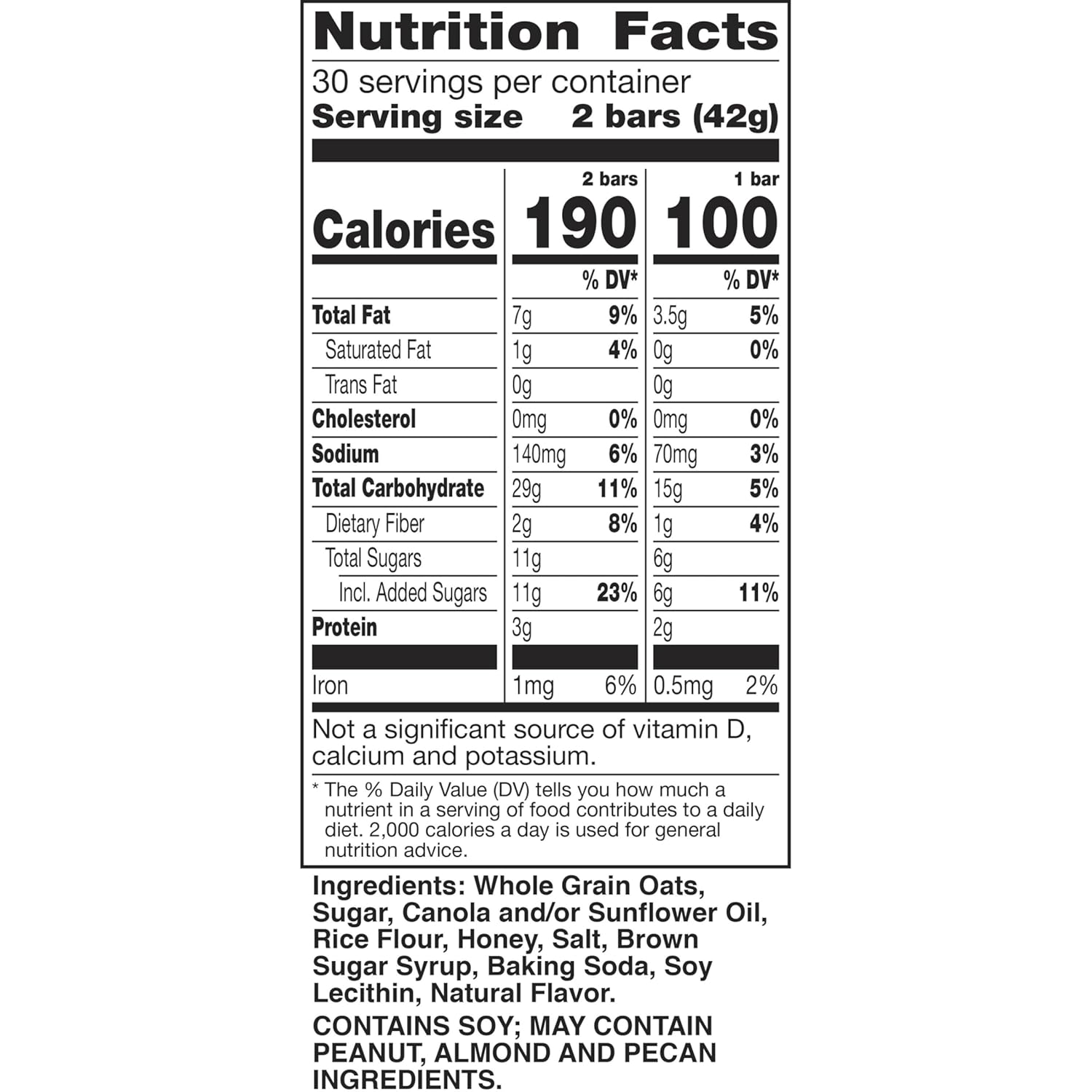 nature valley crunchy oats 'n honey granola bars, 60 bars, 44.7 oz, 30 pouches, whole grain oats, no artificial flavors, portable