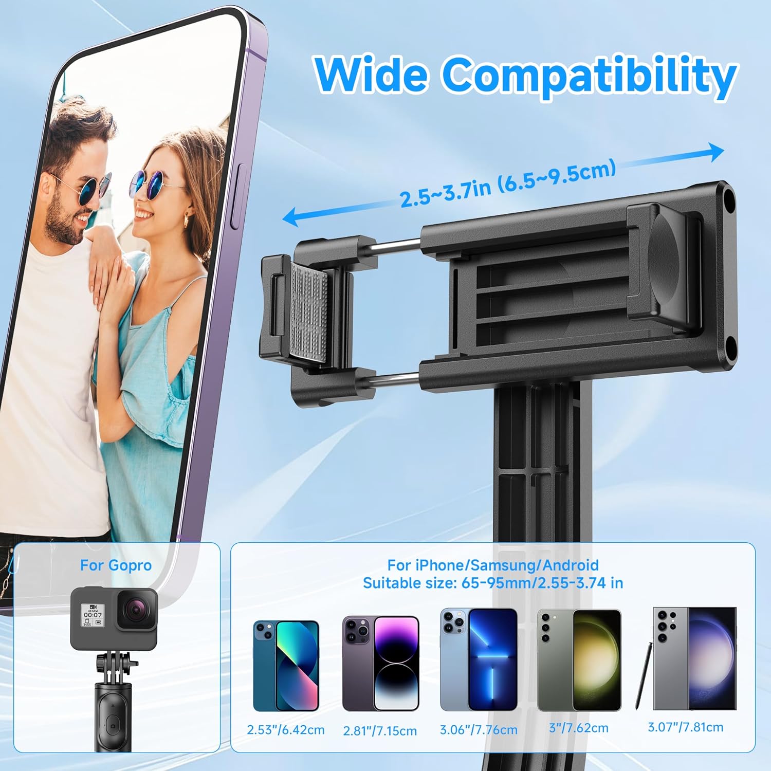 SelfieShow Selfie Stick, Extendable Selfie Stick Tripod with Wireless Remote and Tripod Stand, Portable, Lightweight, Compatible with iPhone 17 16 15 14 13 12 Pro Xs Max/Samsung Smartphone and More