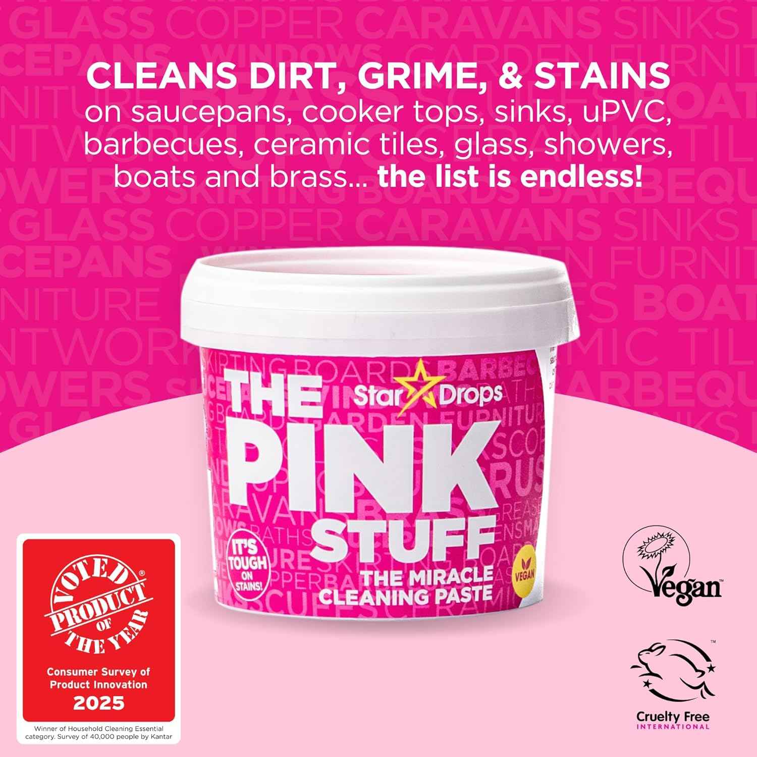 Stardrops – The Pink Stuff Ultimate Cleaning Pack – Miracle Cleaning Paste, Multi-Purpose Spray & Bathroom Foam – Cuts Grease, Removes Stains, Cleans Kitchens, Bathrooms, and More