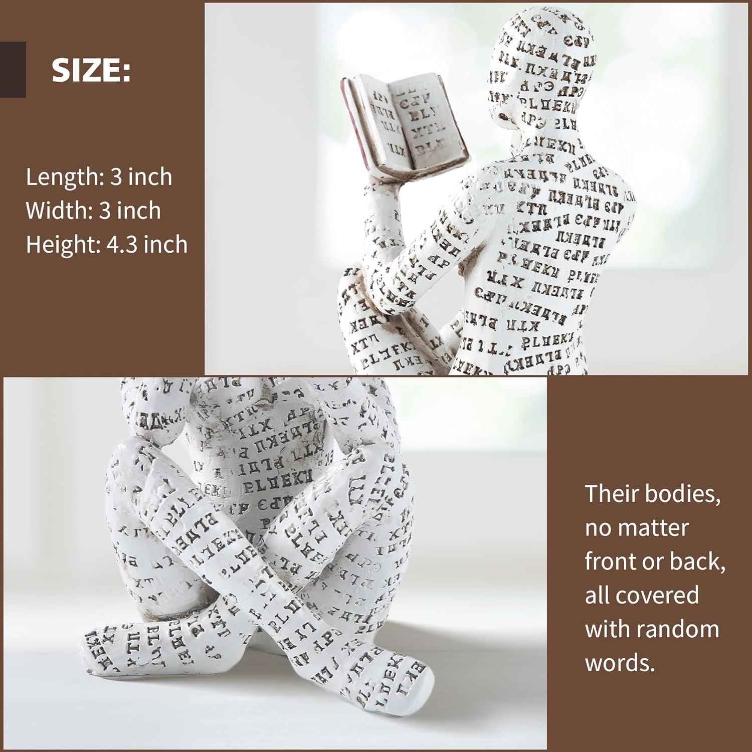 GRAPMKTG Home Decor Pulp Reading Women Thinker Statue Aesthetic Sculpture Room Decor Modern Abstract Decoration on Shelf Table Desk for Living Room Office Bedroom A