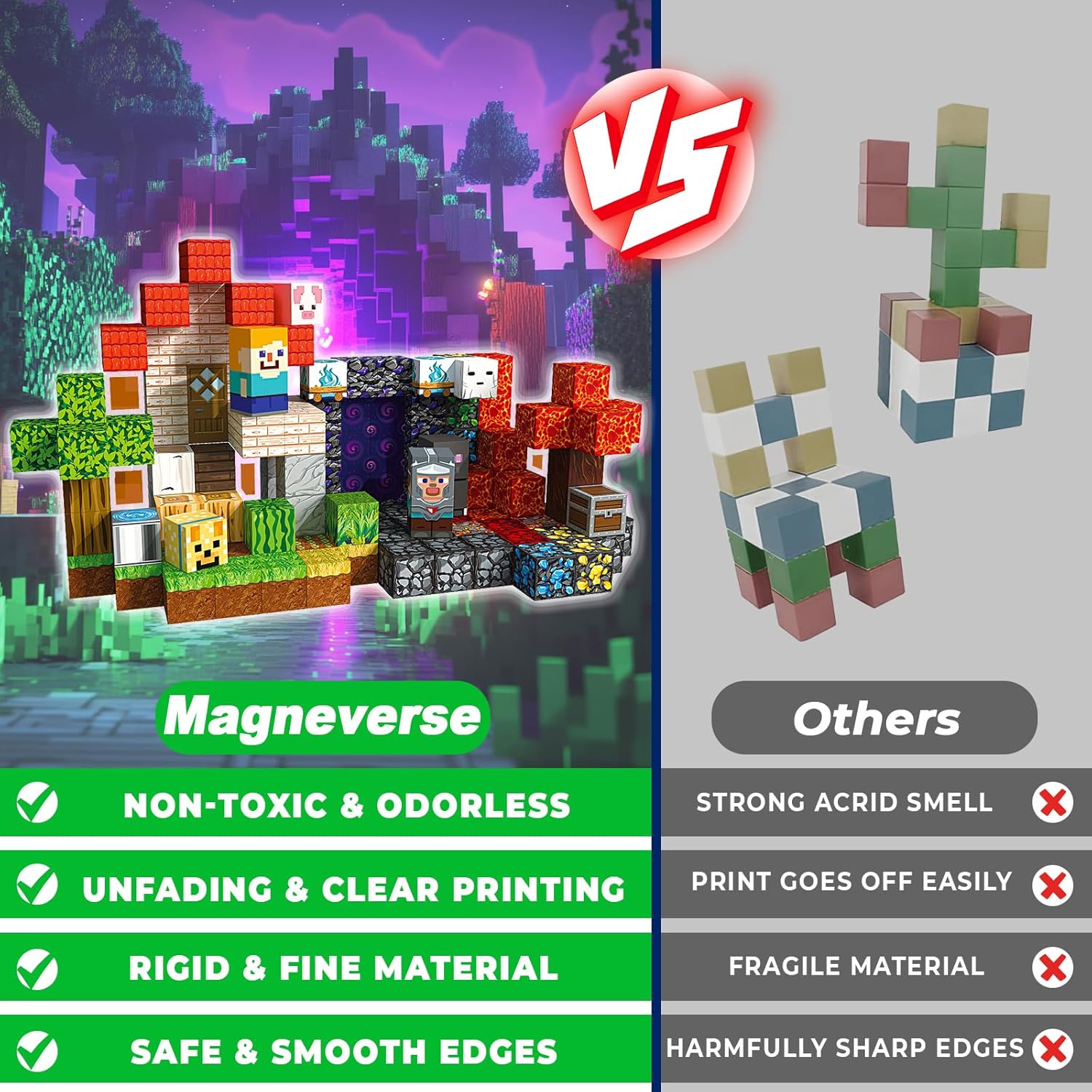Magneverse Magnetic Blocks - 150 PCS Magnetic Building Blocks for Kids, Magnet Building Cubes for Boys Girls, STEM Montessori Sensory Toys Stacking for 3 4 5 6 7 8 9 10 11 12 13 Birthday Gift