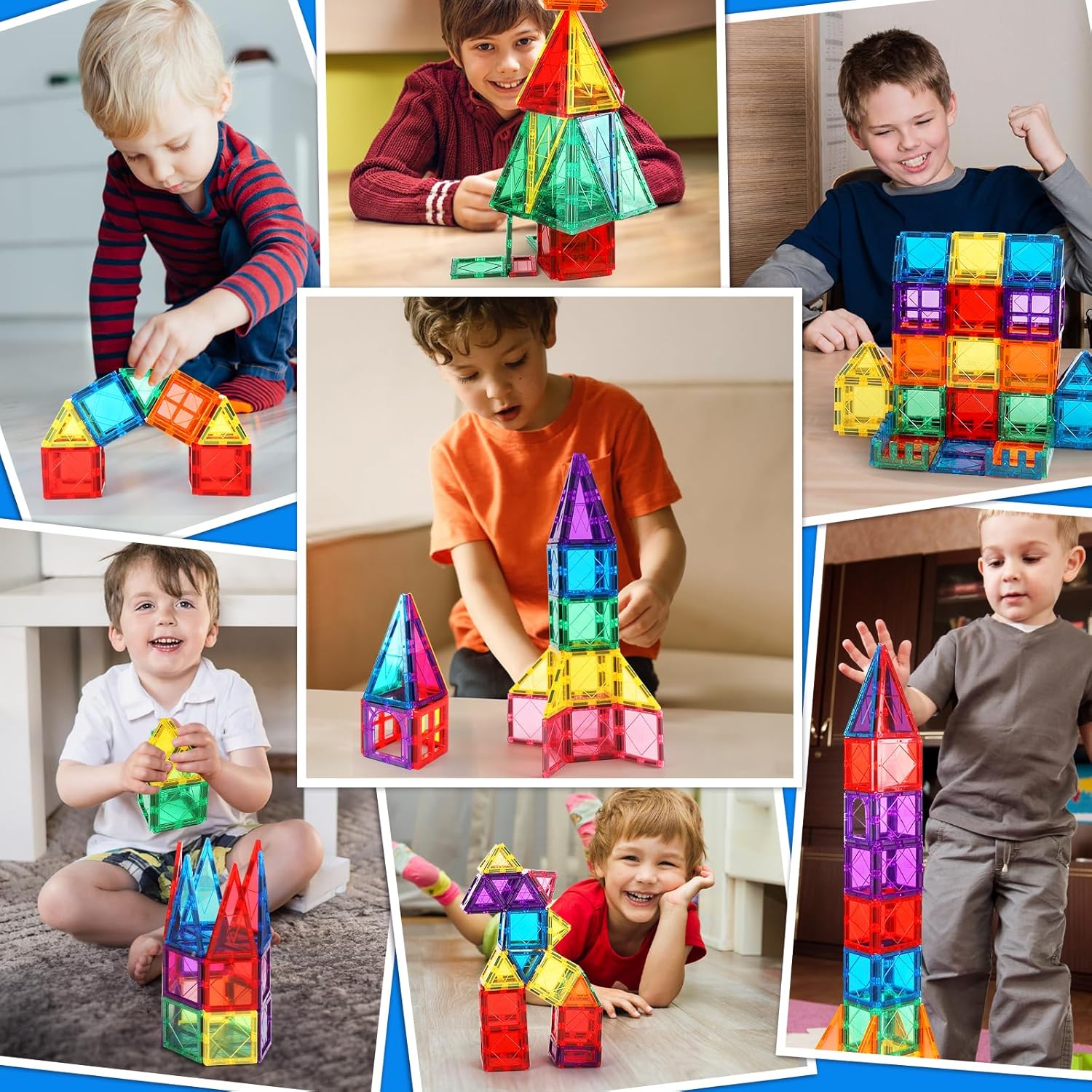 100PCS Magnetic Tiles Kids Toys - Magnetic Building Blocks STEM Magnet Building Set Preschool Learning Magnet Toys for Kids Ages 3-5 4-8, Sensory Montessori Toy for Toddlers 3+ Year Old Boys Girls
