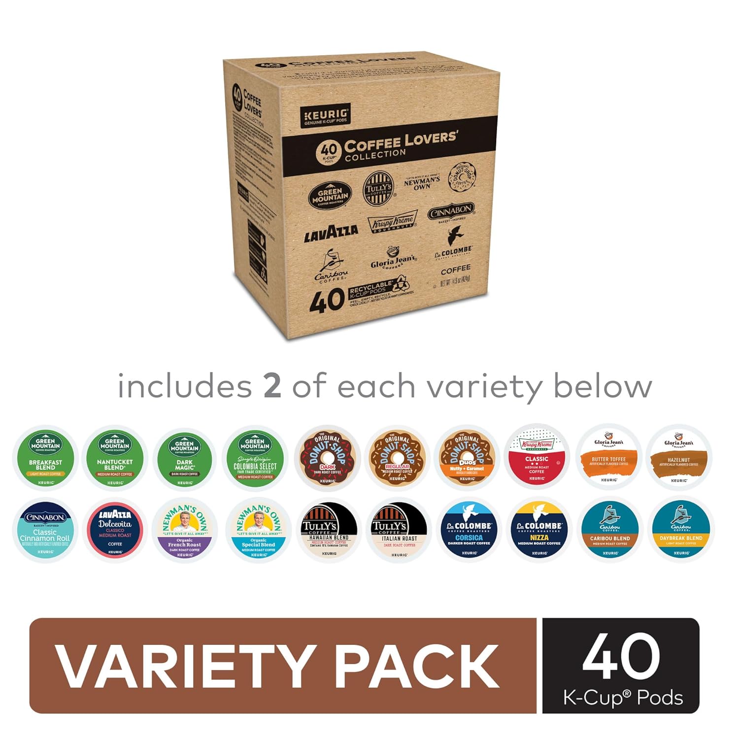 Keurig Coffee Lover's Collection Variety Pack, 40-count, assorted light, medium, dark roast K-Cup pods