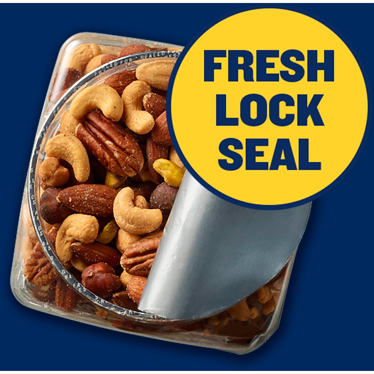 planters deluxe mixed nuts with sea salt, 27 oz resealable container, variety mixed nuts snacks