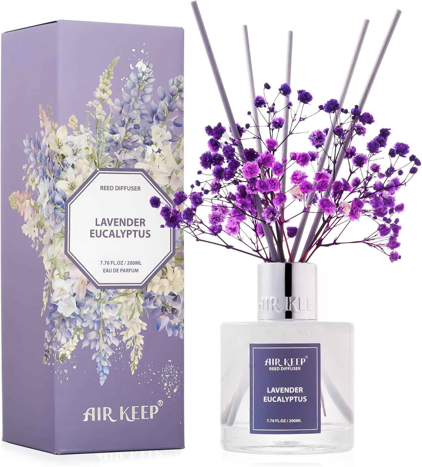 Airkeep Reed Diffuser Set,3.38 fl oz (100 ml) - Clean Linen Oil Diffusers with 8 Reed Sticks,Home Fragrance Reed Diffuser for Bathroom Shelf Decor