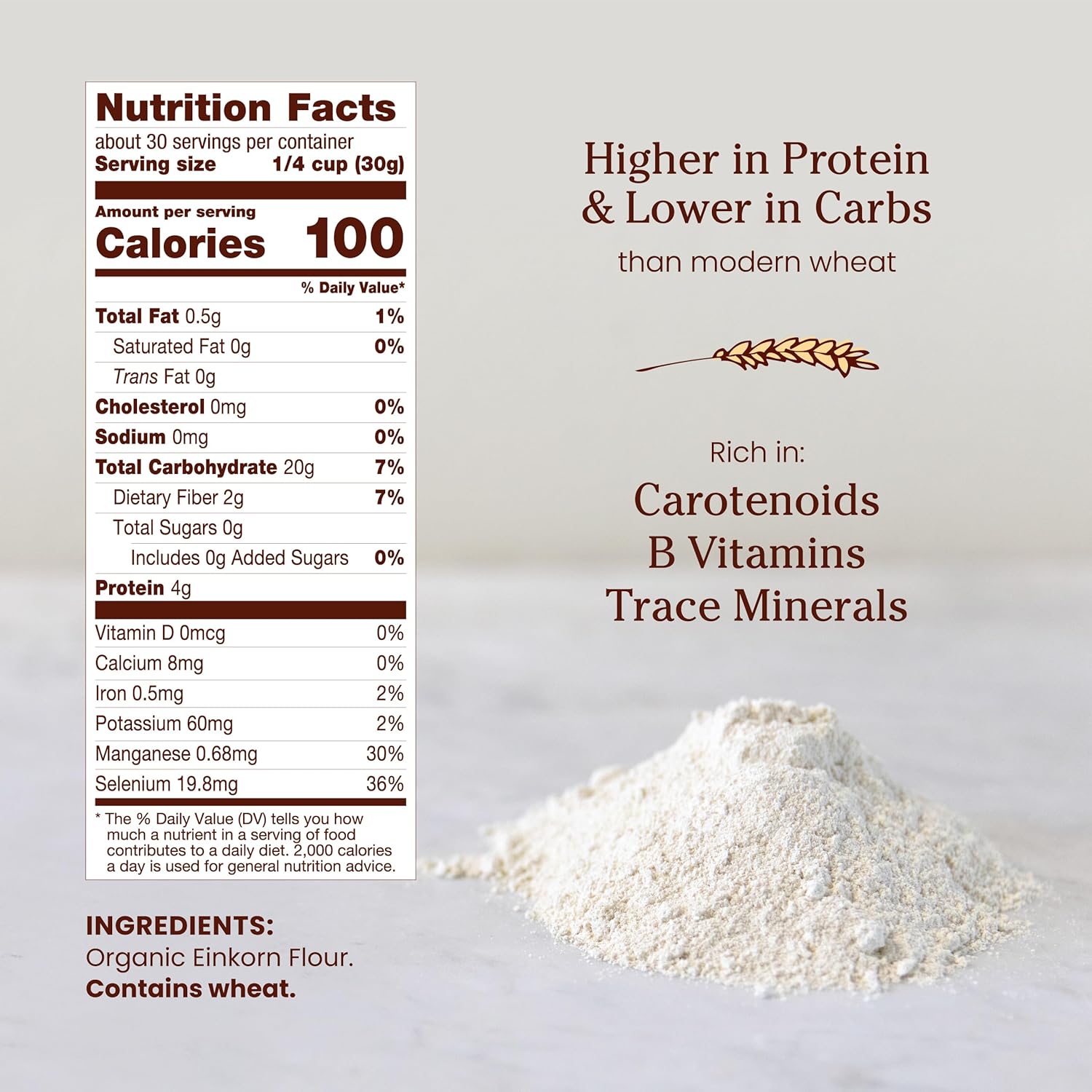 Jovial 32 oz Organic Einkorn Unbleached All Purpose Flour for Sourdough Pizza Pasta European Italian Bread Baking