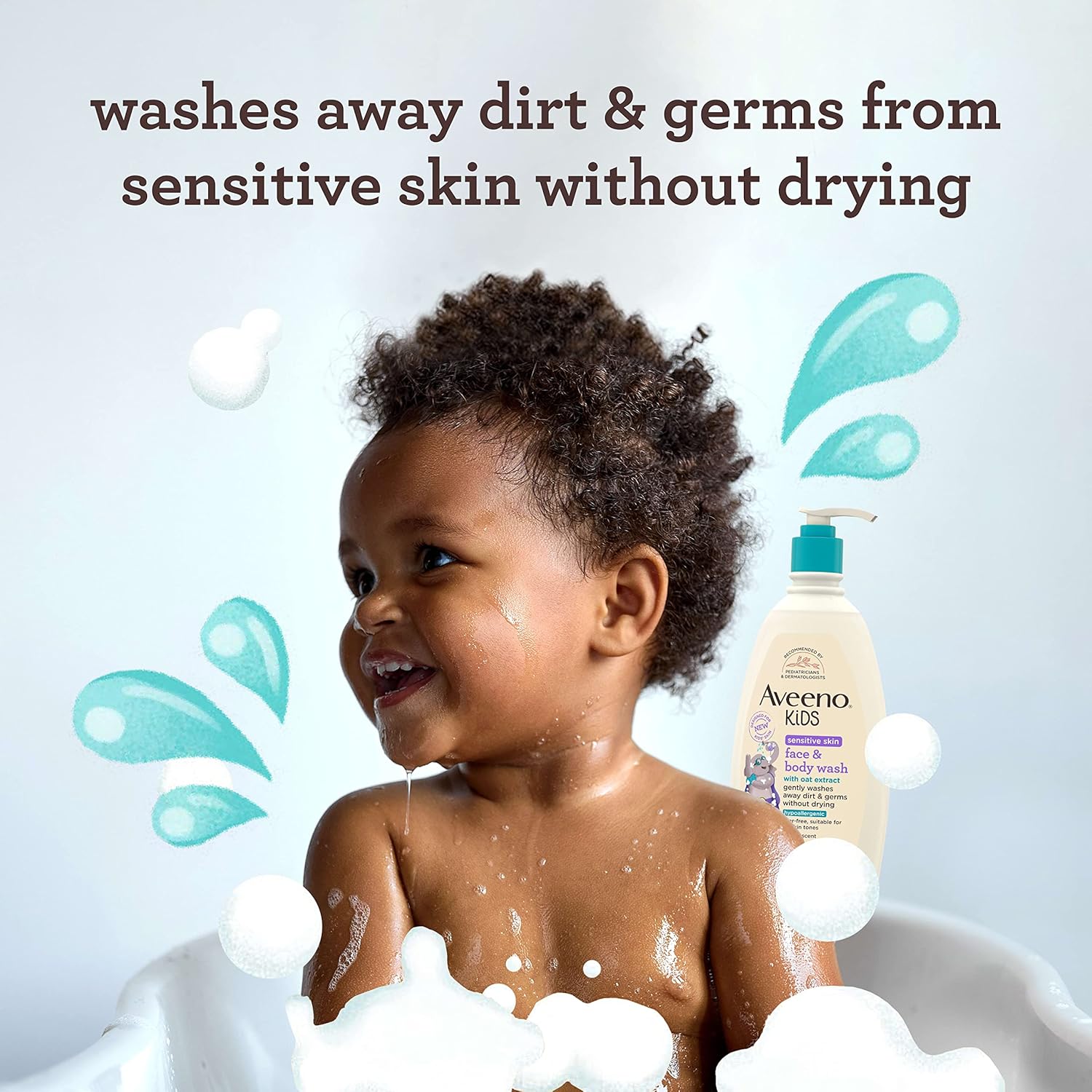 aveeno kids face & body wash for sensitive skin, oat extract, 18 fl oz
