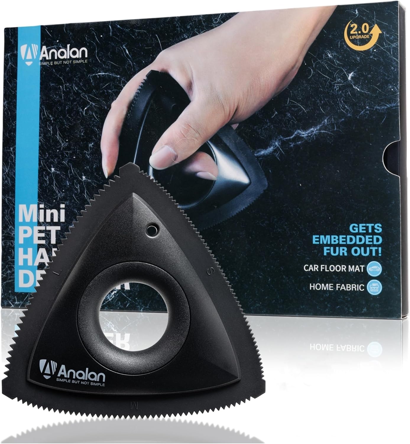 Analanan Mini Pet Hair Remover for Car Detailing Supplies, Carpet Dog Hair Remover, Jet Black