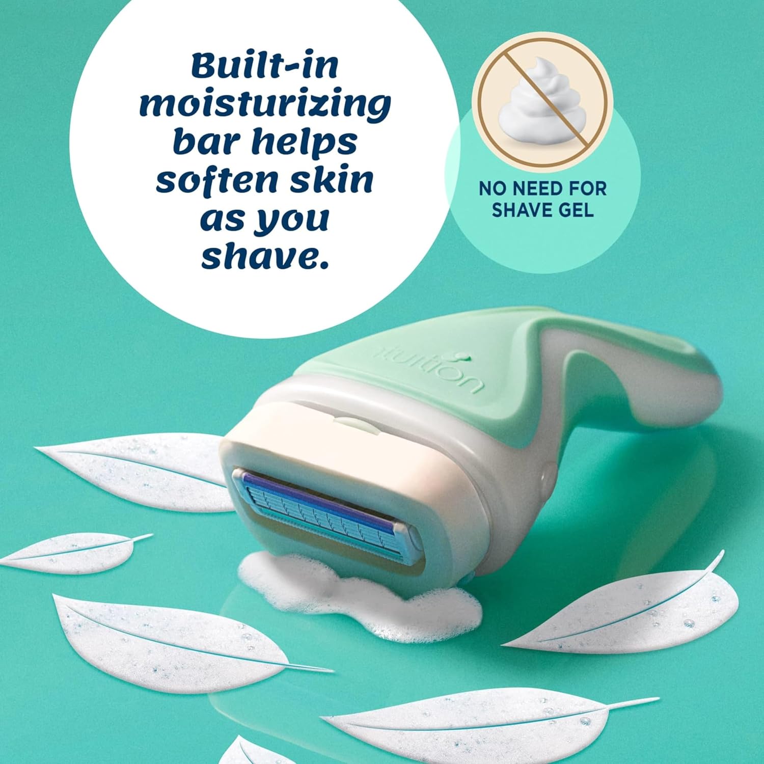 Schick Intuition Sensitive Care Razor for Women with Sensitive Skin, 1 Razor & 4 Refill Blades with Organic Aloe