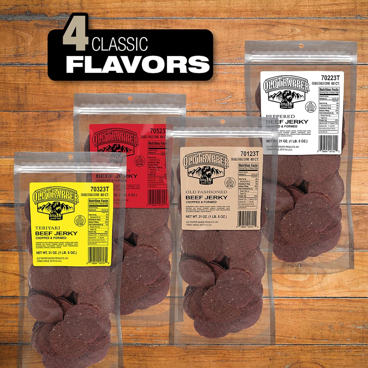 Old Trapper Double Eagle Beef Jerky, 21 Ounce Package, Old-Fashioned Flavor, Delicious Snacks