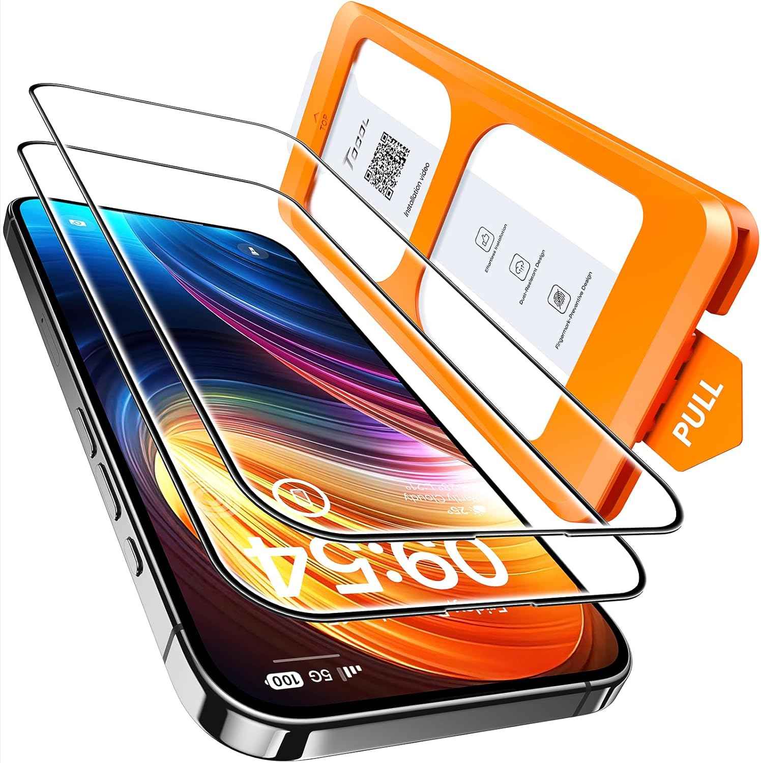 TOCOL for iPhone 17 Screen Protector 6.3 inch 9H Hardness Military Grade Shatterproof HD Tempered Glass for Full Coverage Protection 2 Pack