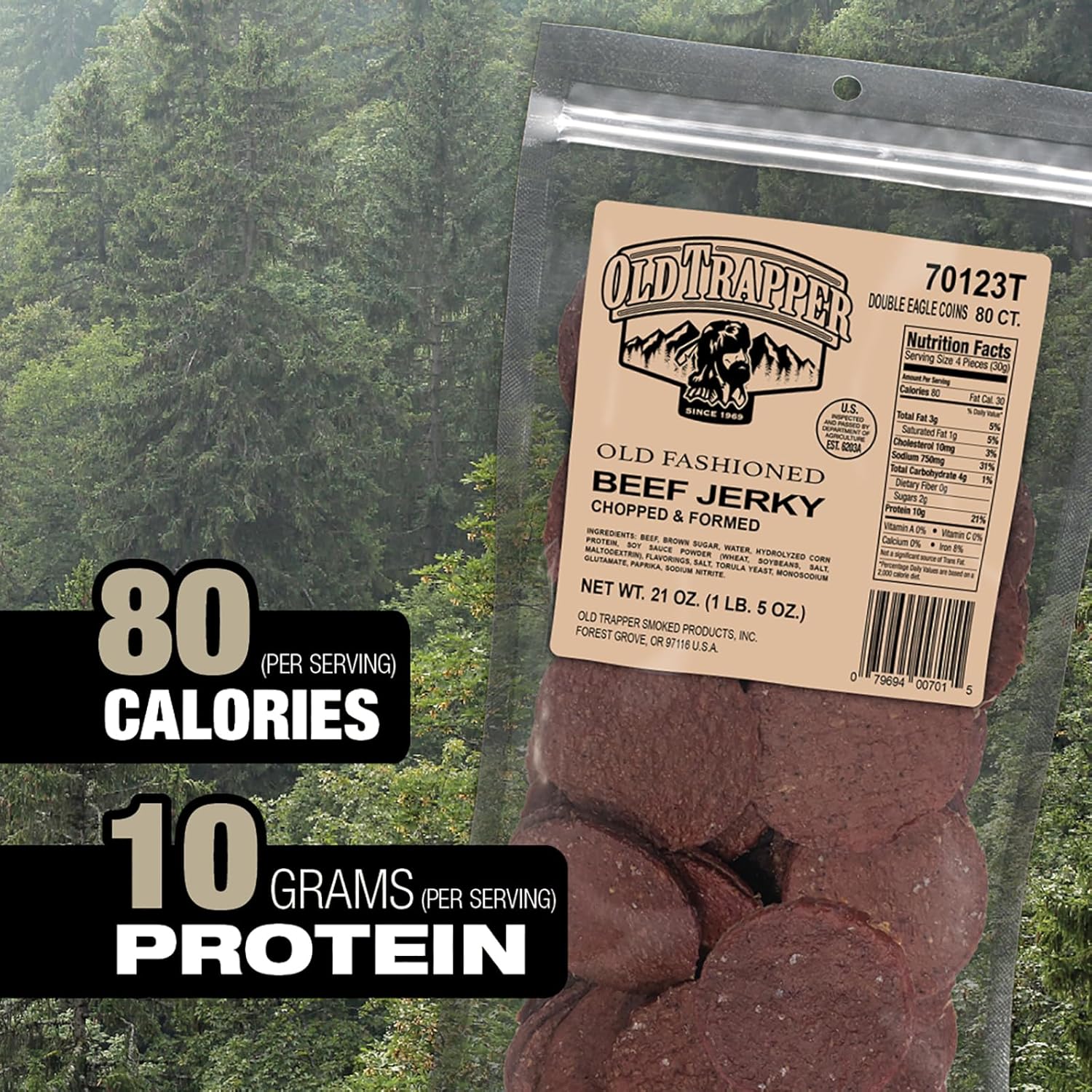 Old Trapper Double Eagle Beef Jerky, 21 Ounce Package, Old-Fashioned Flavor, Delicious Snacks