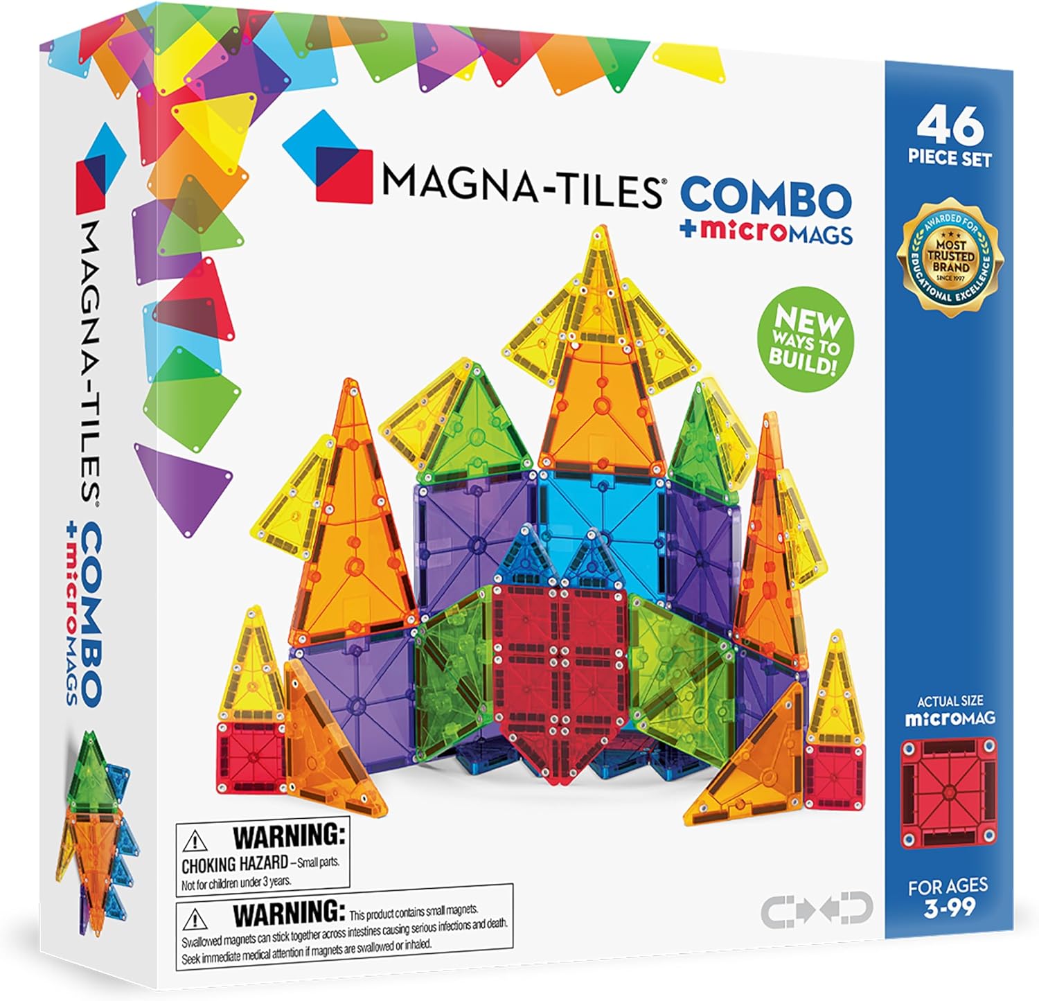 MAGNA-TILES® Combo 46-Piece Magnetic Construction Set, The Original Magnetic Building Brand