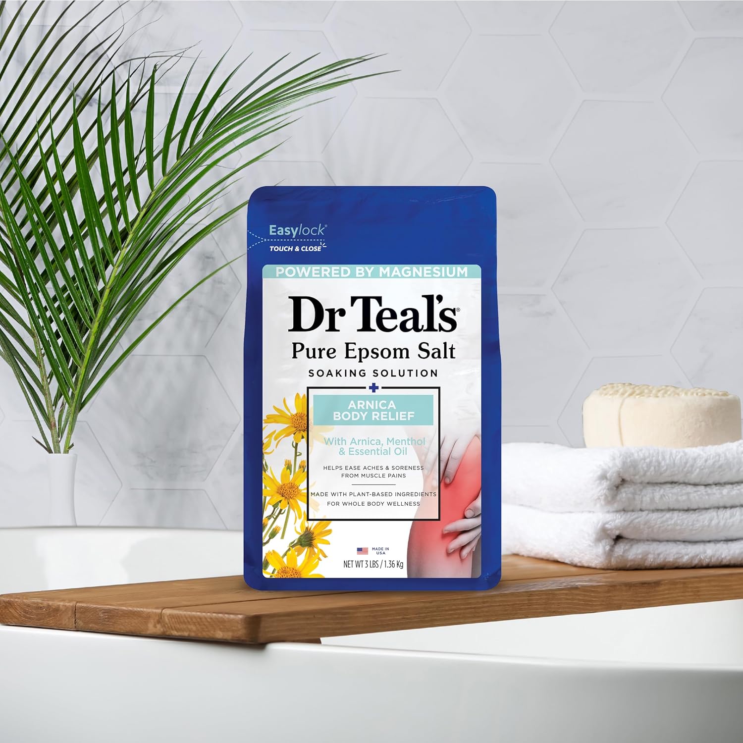 dr teals arnica body relief epsom salt soak 3 lbs magnesium pain relief bath