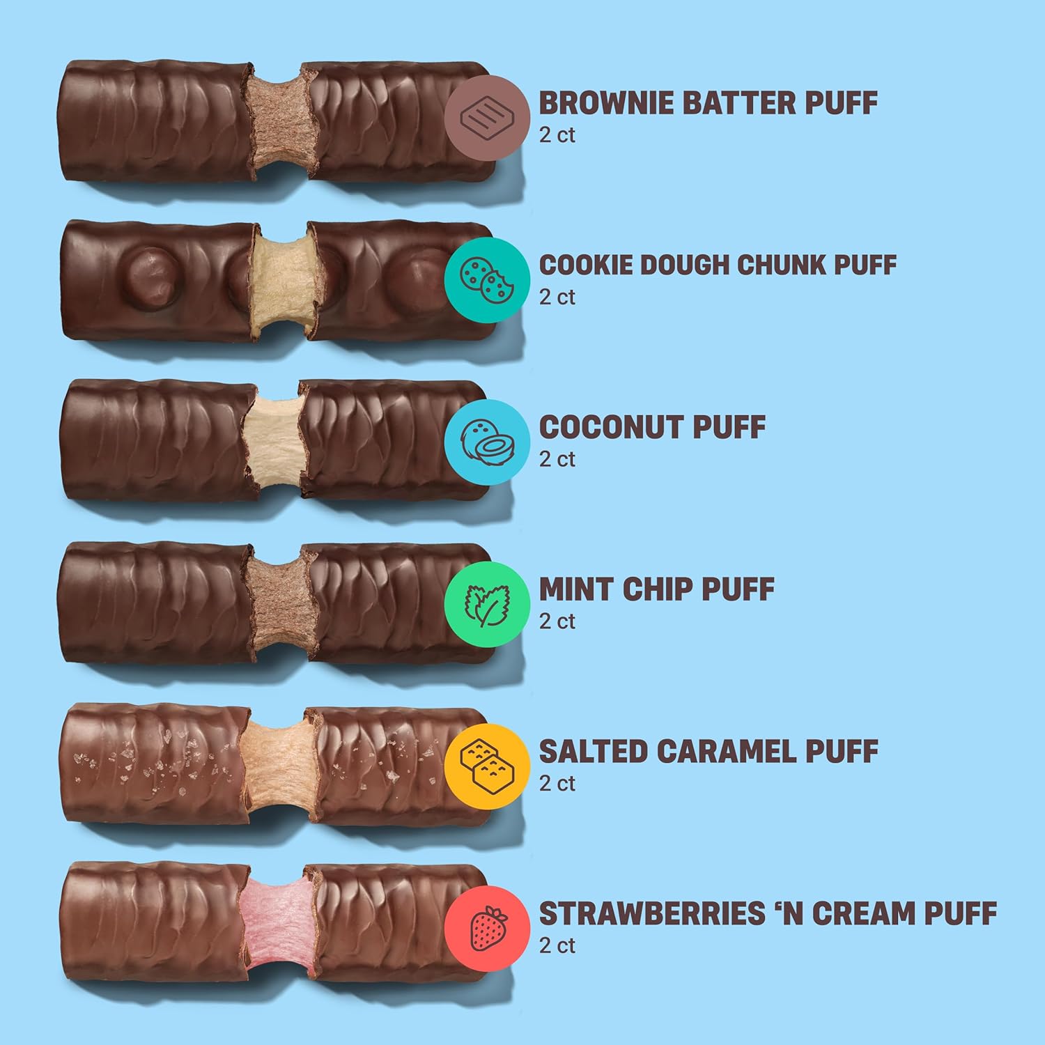 Built Bar, Collagen Puff Protein Bars Variety Pack, 12 Pack, On-the-go Snacks, Breakfast, Assorted Flavors
