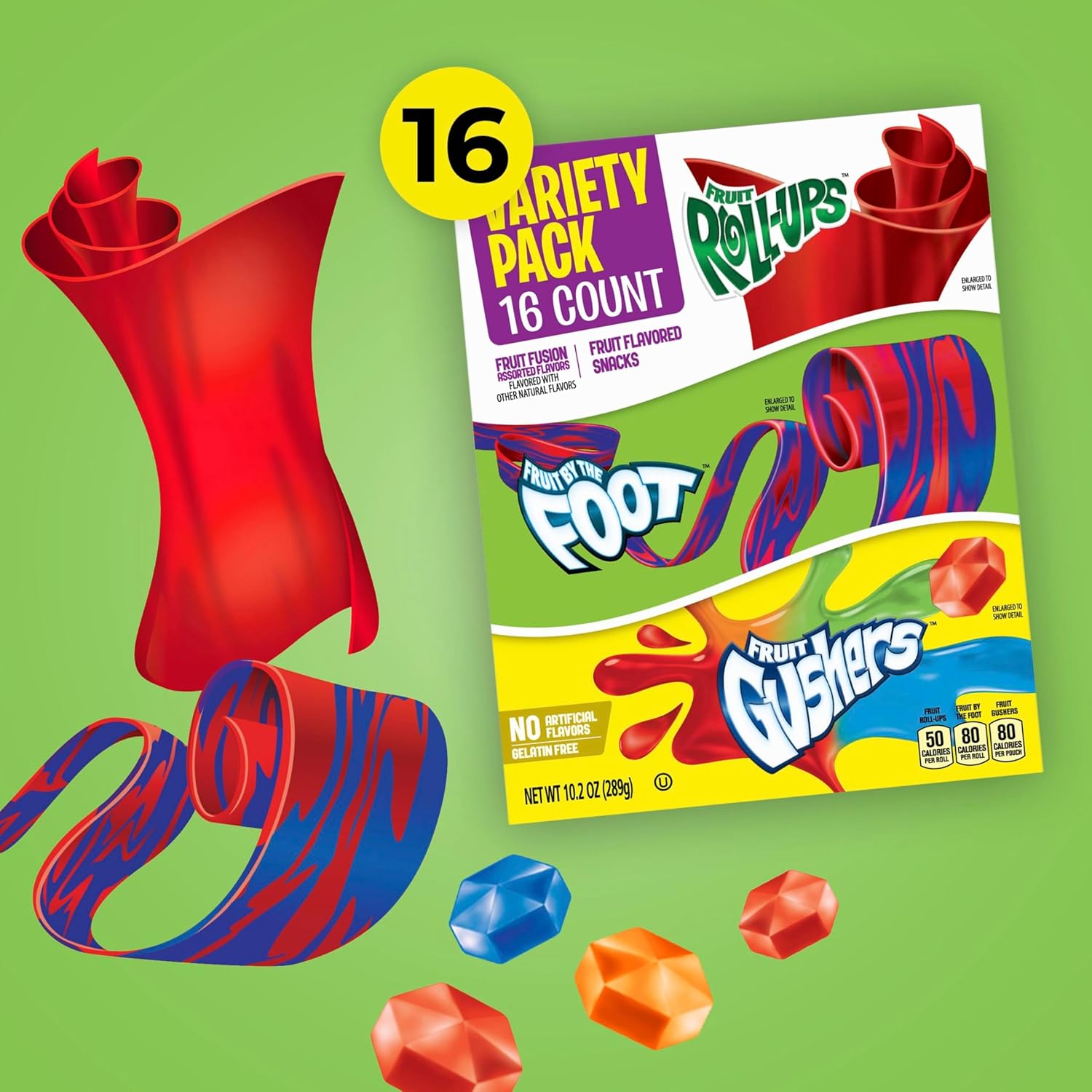 Fruit by the Foot 10.2 oz variety pack box with 16 gluten-free, vitamin C, individually wrapped pouches