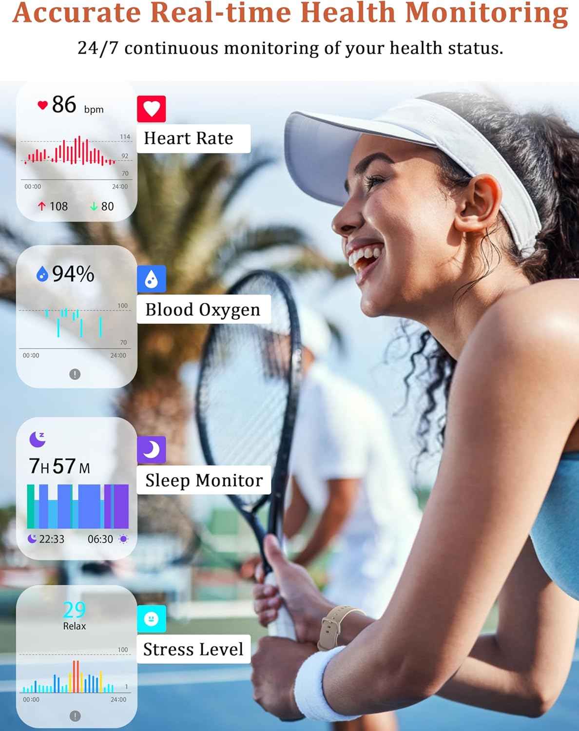 LODIMEKE Smart Watch, Alexa Built-in, Answer/Make Calls 44mm Smartwatch Women Men, 1.83" Sports Watch IP68 Waterproof, Heart Rate SpO2 Sleep Stress Monitor, Step Counter Watch for Android & iOS Phone