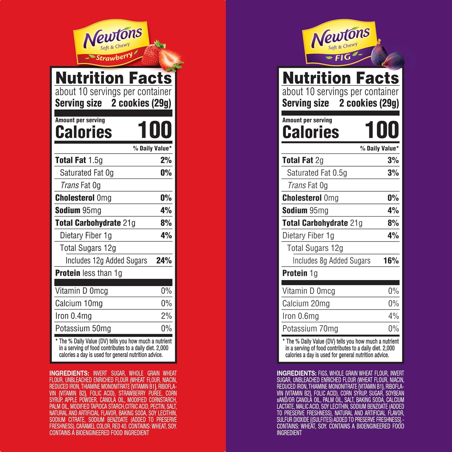 Newtons Soft & Fruit Chewy Fig & Strawberry Cookies 4 Packs Variety Gift