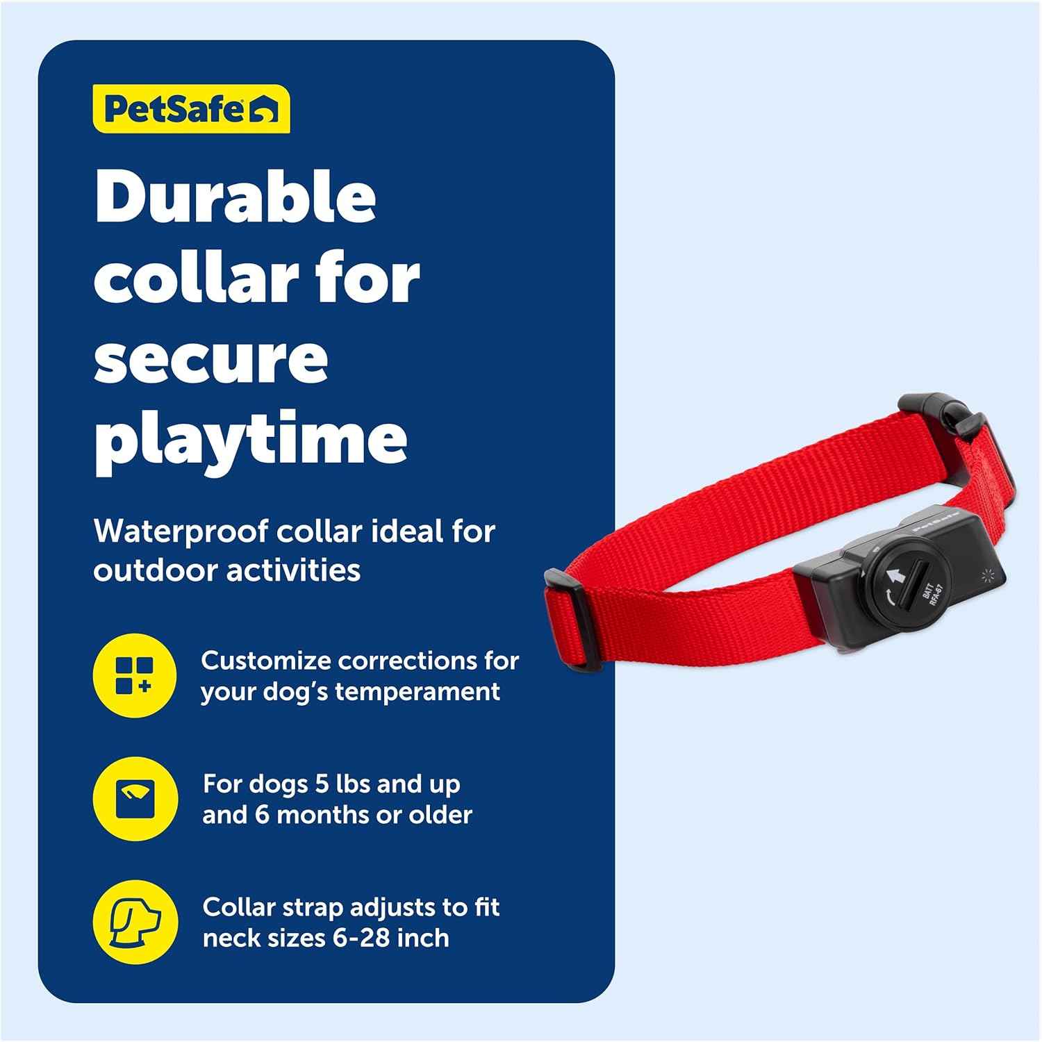 PetSafe Wireless Pet Containment System Receiver Collar - Battery-Operated & Waterproof - Adjustable Receiver Collar with 5 Correction Levels - for Dogs 5lb+