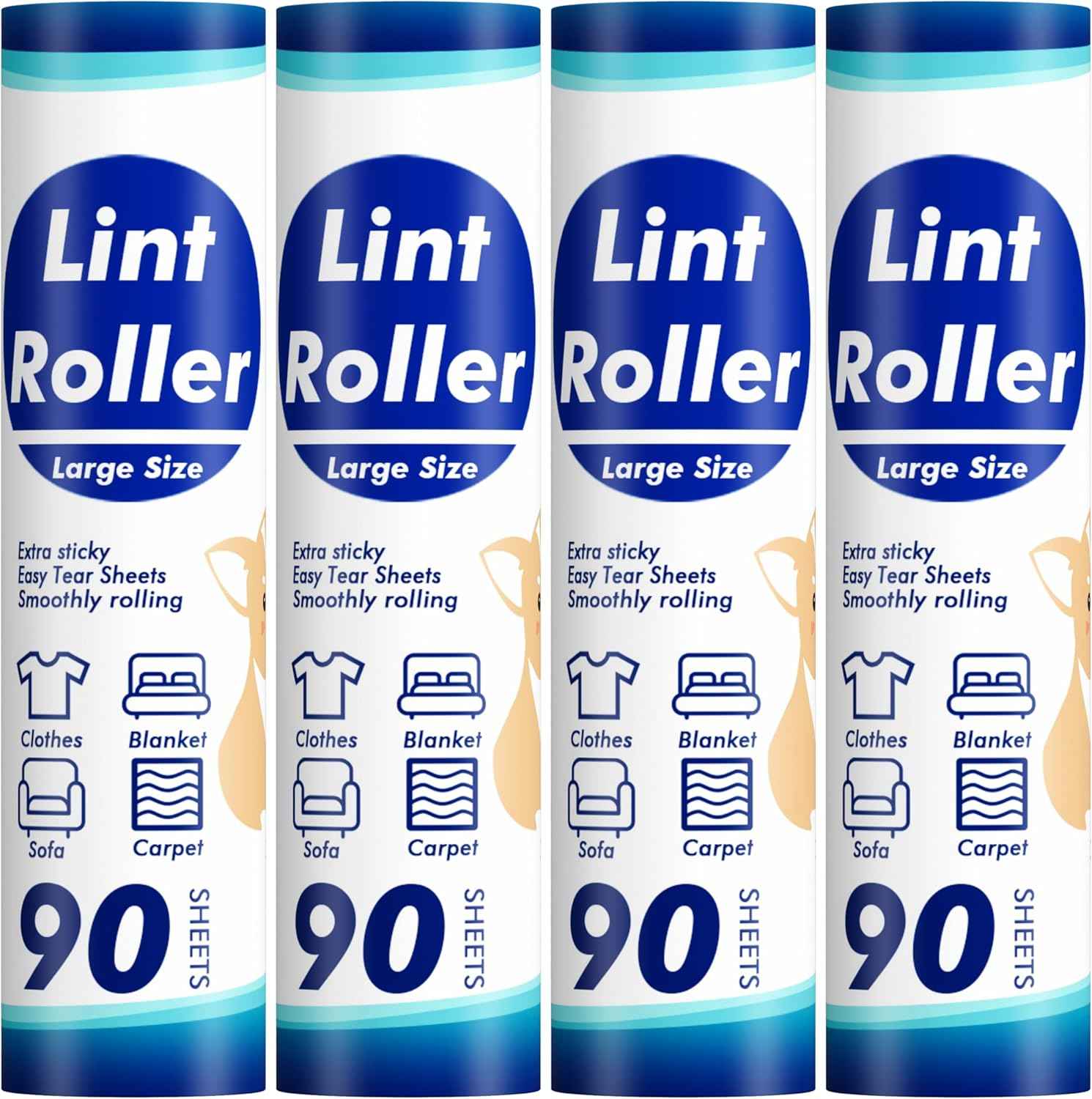 Extra Sticky Lint Roller, Mega Value Set 400 Sheets for Pet Hair Removal, Dog and Cat Lint Remover for Clothes, Furniture, Carpet