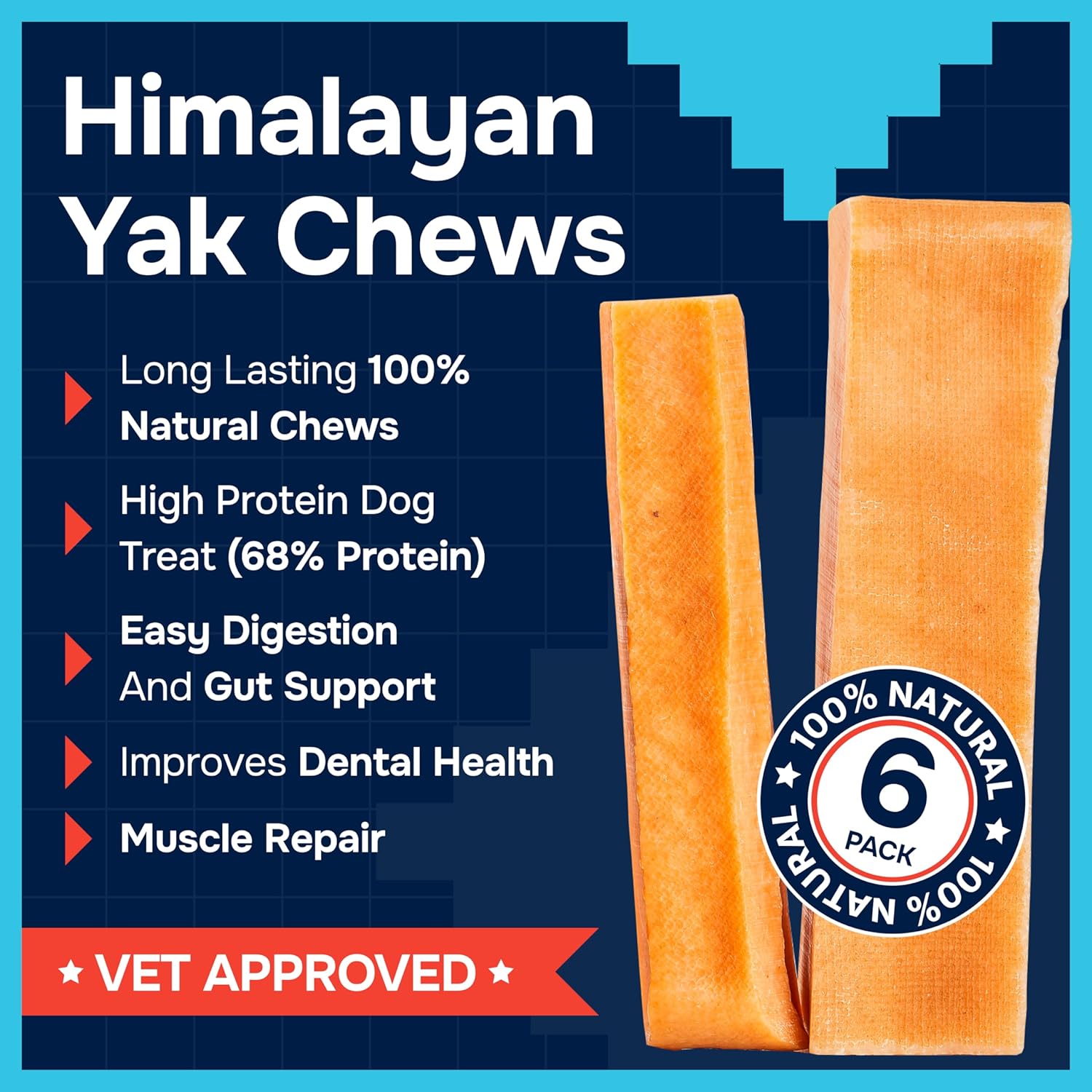 Natural yak cheese Himalayan made dog chews for all breeds, lactose free, dental cleaning for aggressive chewers - small, medium, large