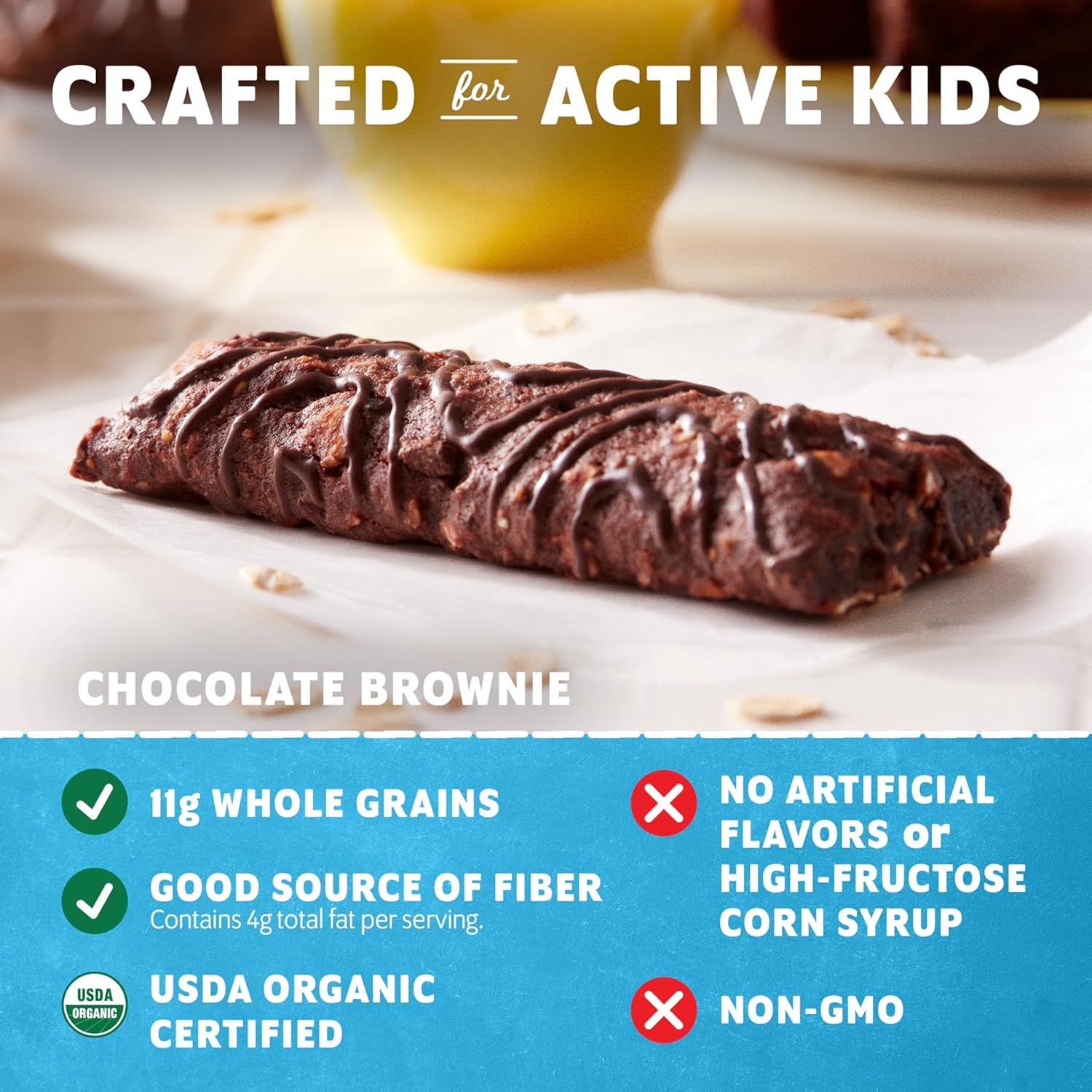 Zbar chocolate brownie soft-baked energy snack bars, non-GMO, 11g whole grains, USDA organic granola bars, 18 pack