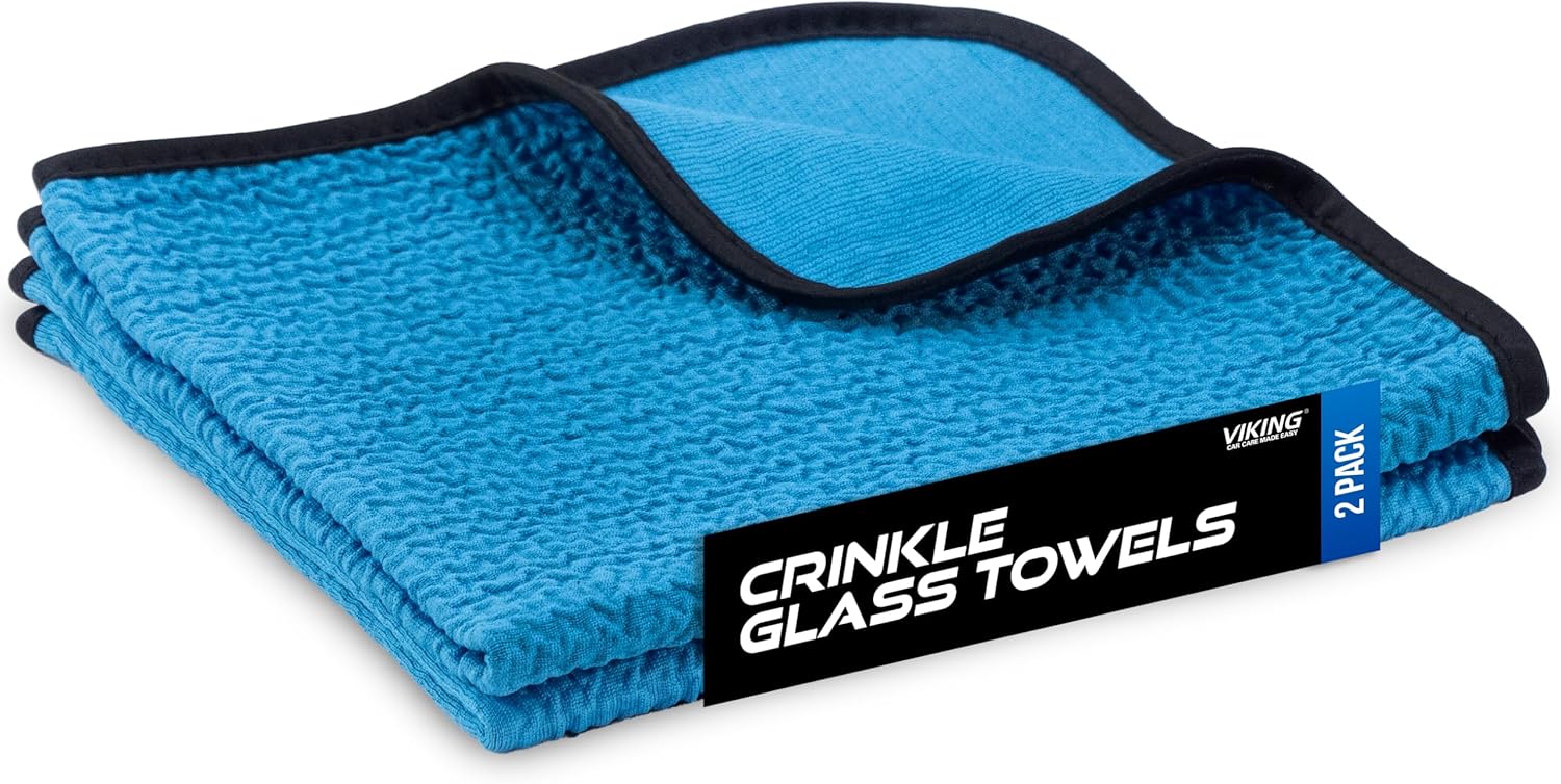 viking glass microfiber cleaning cloth 2 pack blue 16x16 inch for car and home