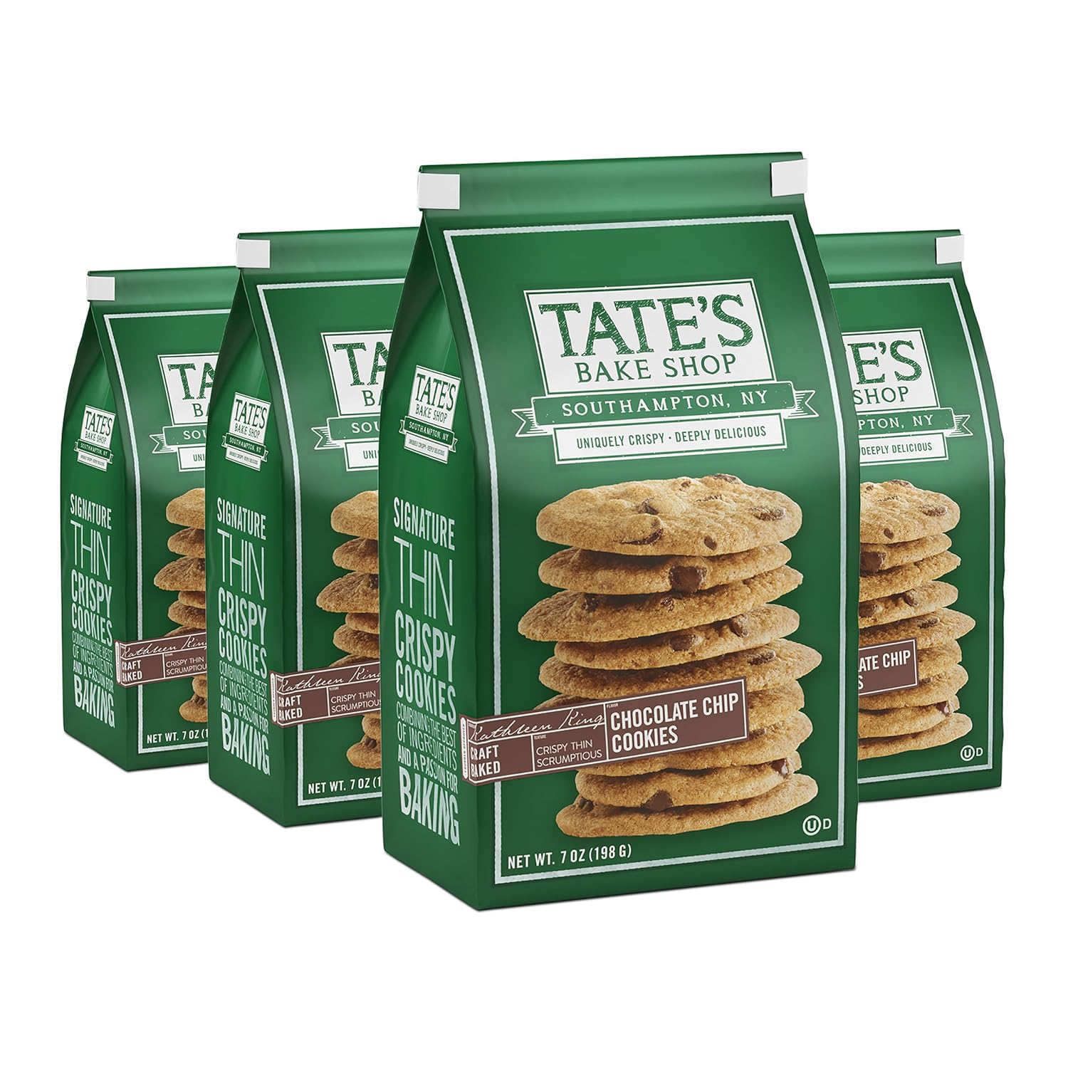 Tate's Bake Shop artisanal chocolate chip cookies, 4-7 oz bags, assorted flavors