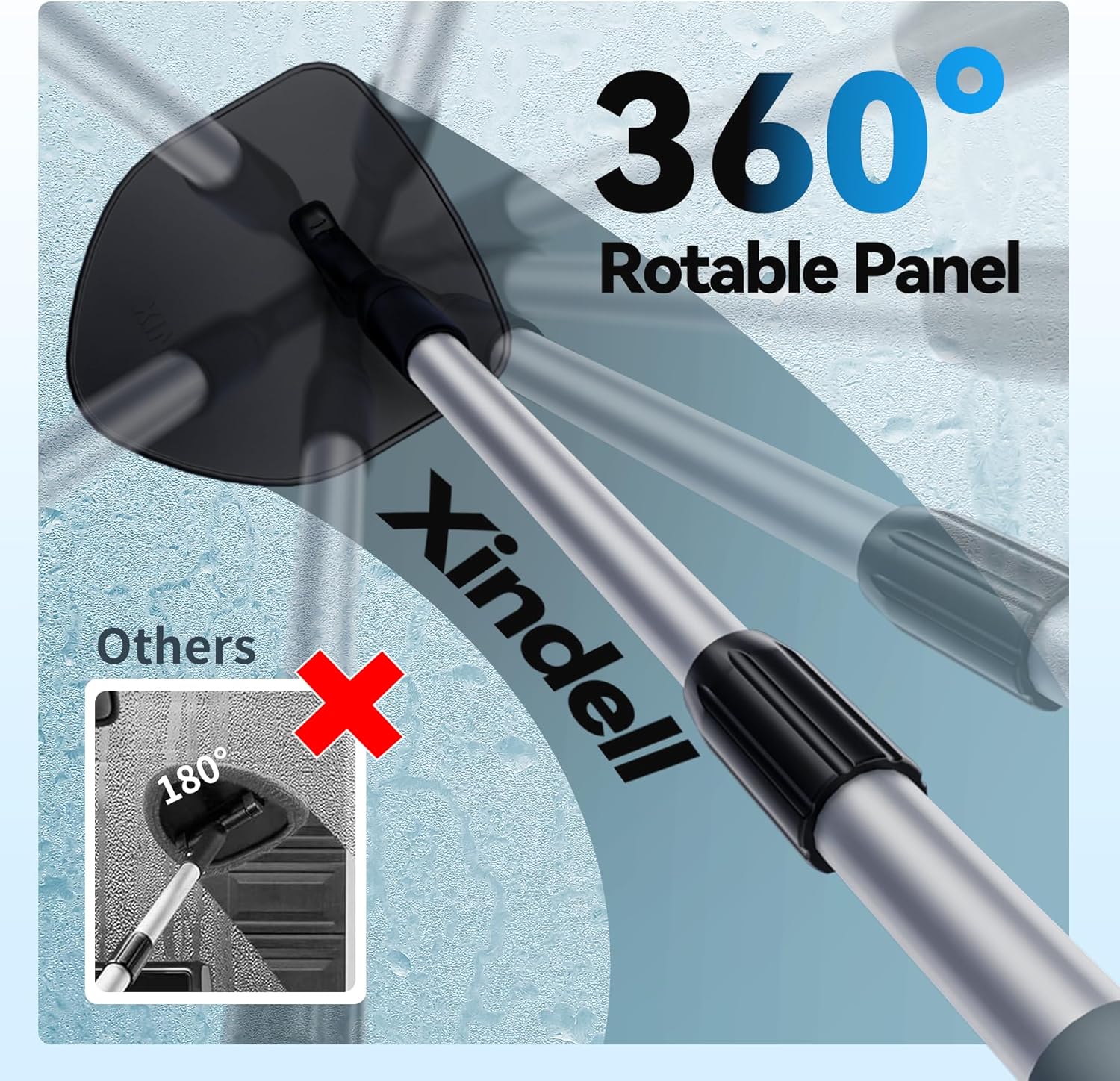 xin dell extendable windshield cleaner for car with pivot head and reusable microfiber pads