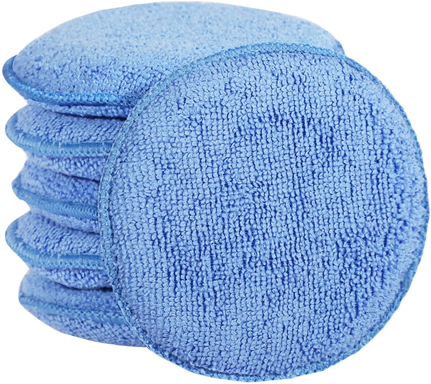 5-inch Microfiber Wax Applicator Pads for Car Waxing and Polishing, 6 Pack, Machine Washable