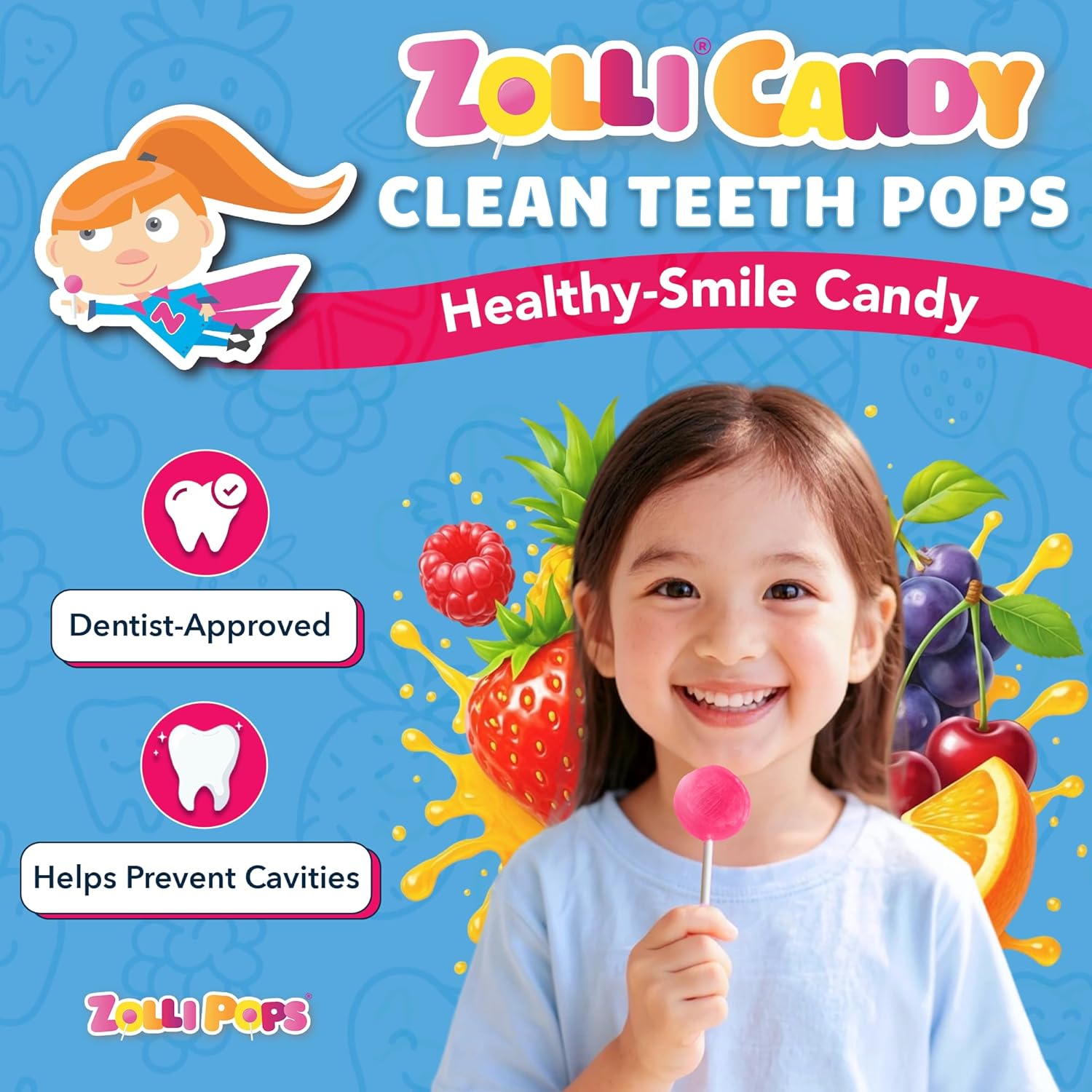Zollipops sugar-free lollipops for a healthy smile, great for kids, diabetics, and keto diet, natural fruit variety