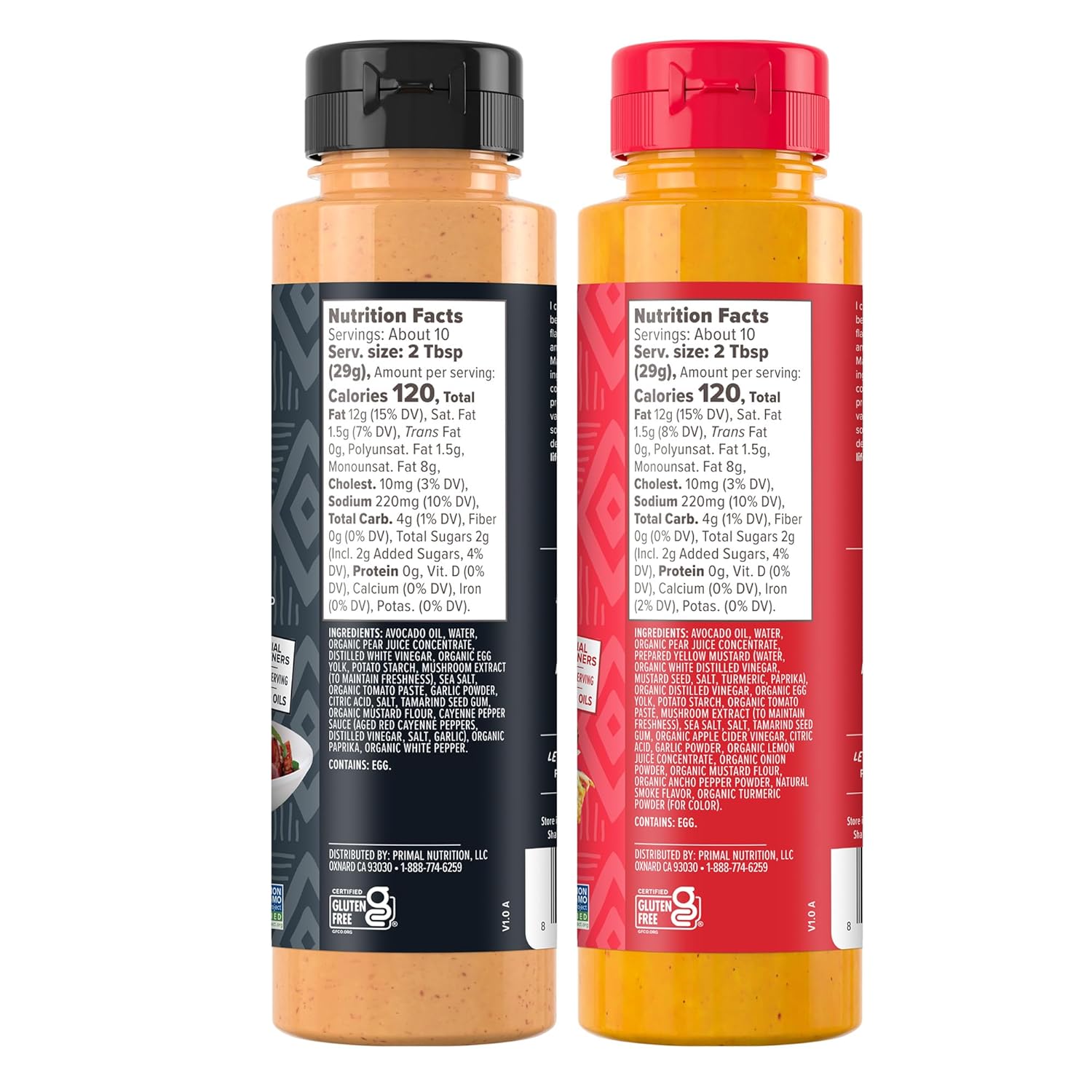 Primal Kitchen 2 Pack dipping sauces with yum yum and chicken dippin' flavors made with avocado oil