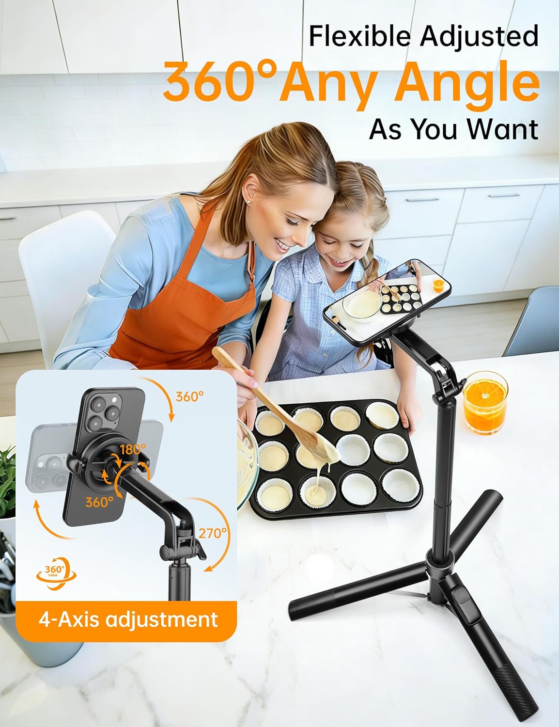 70" Magnetic Phone Tripod, Selfie Stick Tripod for iPhone Magsafe with Rechargeable Remote & 2 in 1 Magnetic Holder, Portable Cellphone Stand for Recording Travel, Compatible with iPhone and Android