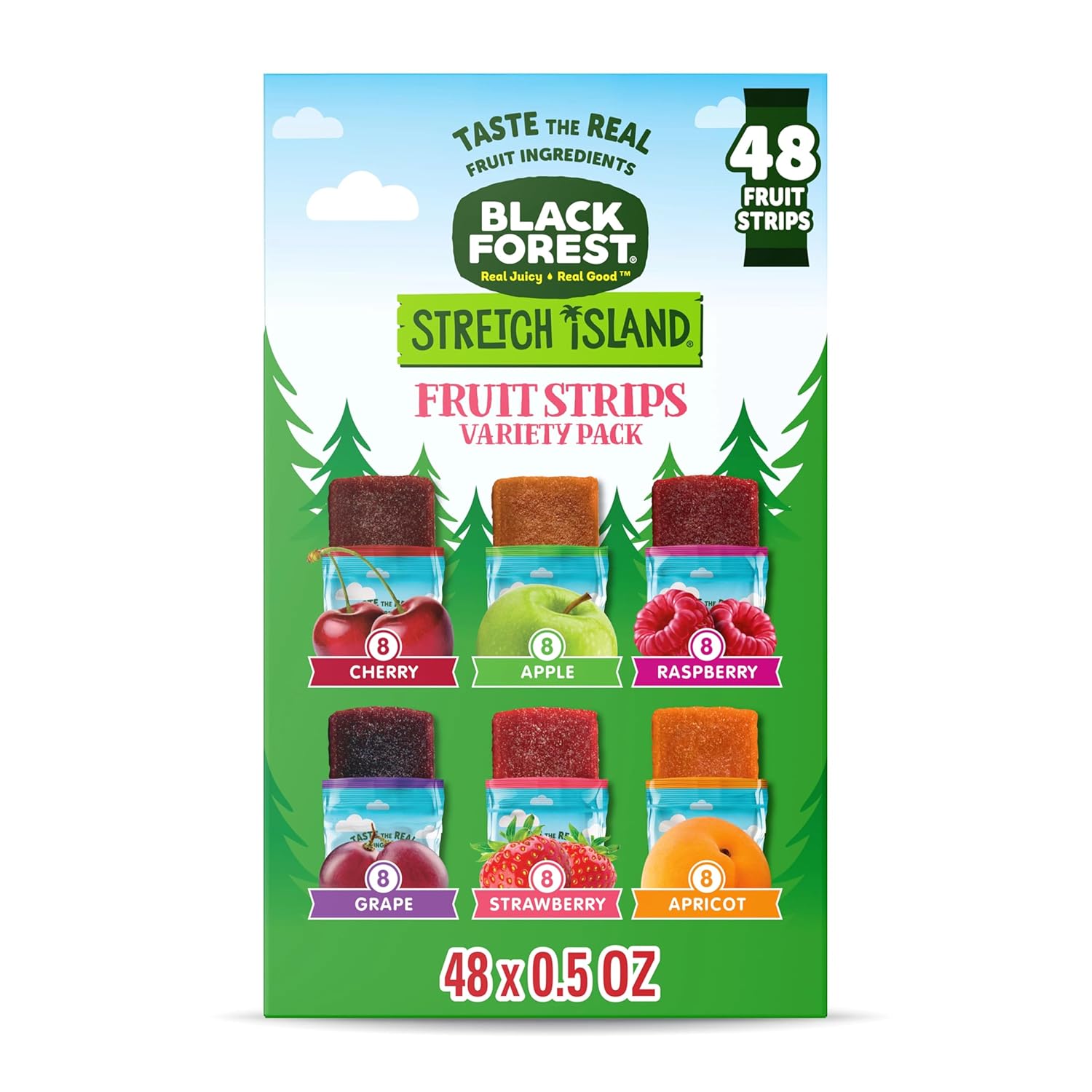 Black Forest Stretch Island Fruit Strips, Zero Grams Added Sugar Non-GMO, 48-count