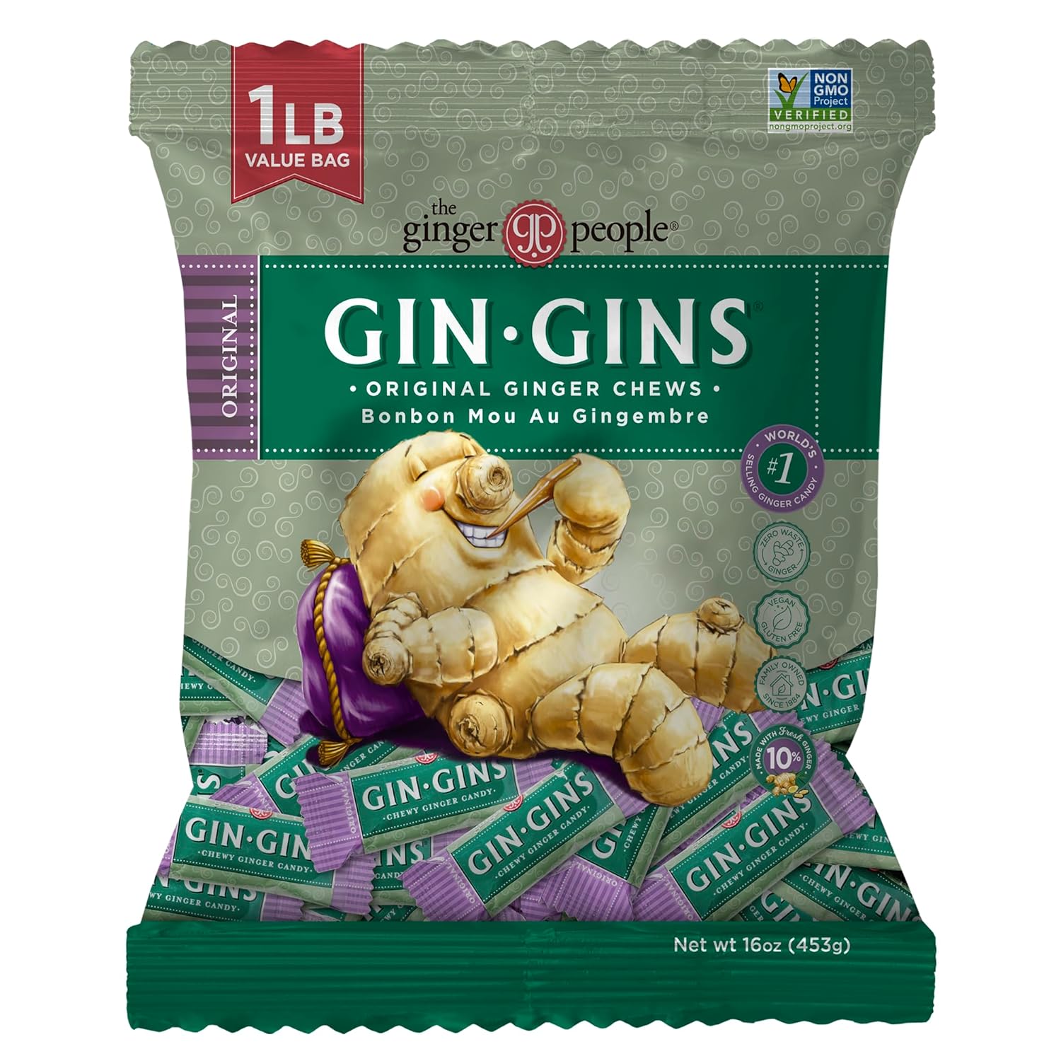 the ginger people gin gins original ginger chews 1 lb bag individually wrapped